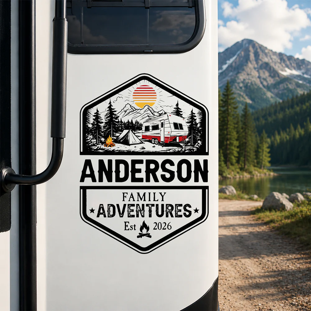 Personalized Family Name Happy Campers Adventures RV Decal Sticker LM32 669403 - Image 3