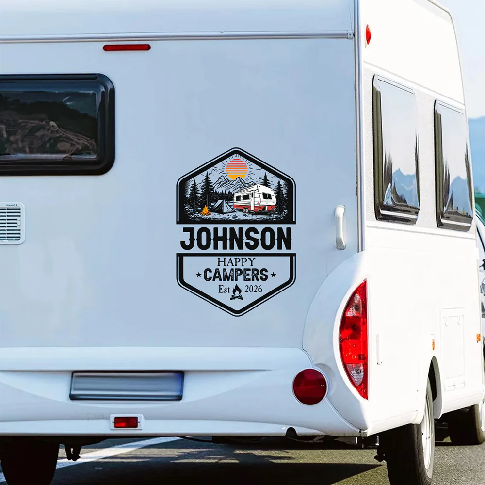 Personalized Family Name Happy Campers Adventures RV Decal Sticker LM32 669403 - Image 4