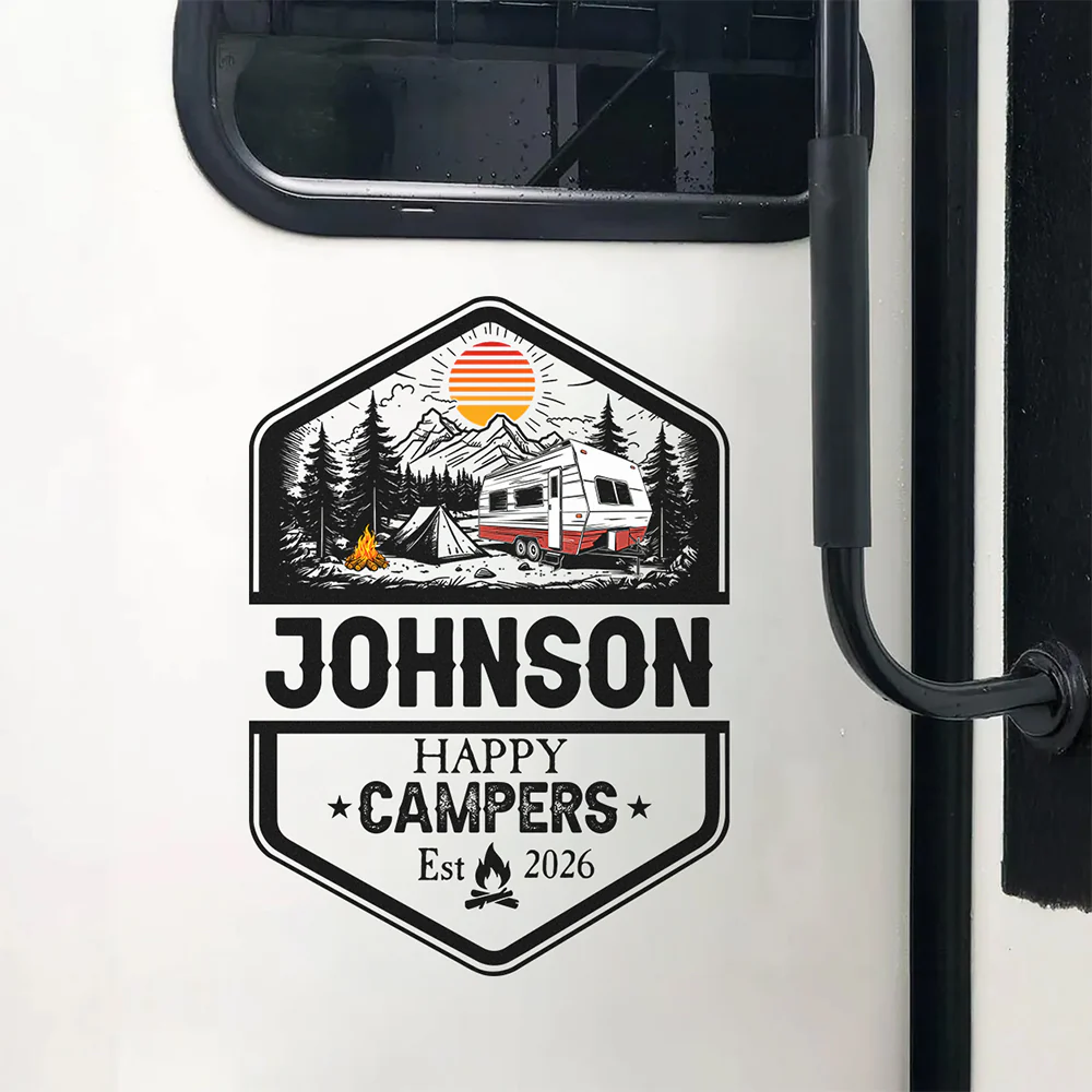 Personalized Family Name Happy Campers Adventures RV Decal Sticker LM32 669403 - Image 5