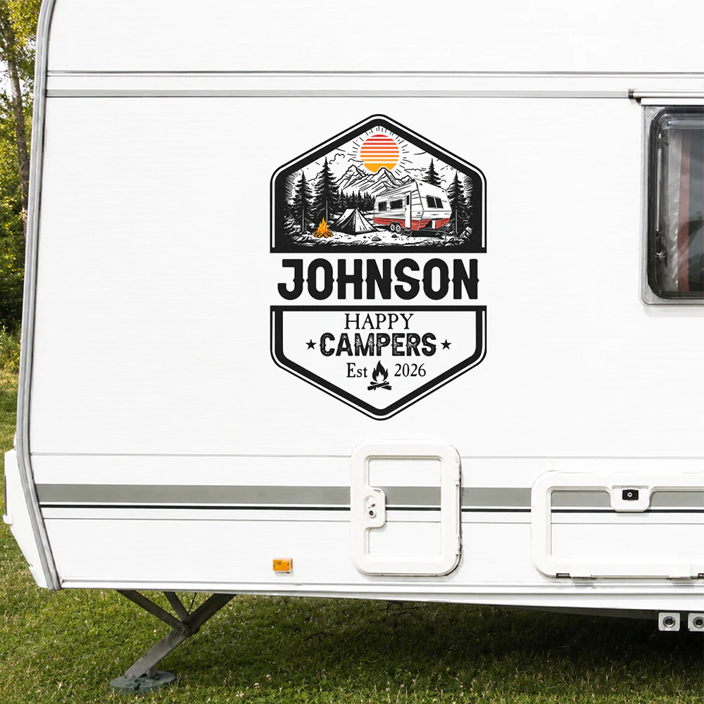 Personalized Family Name Happy Campers Adventures RV Decal Sticker LM32 669403 - Image 6