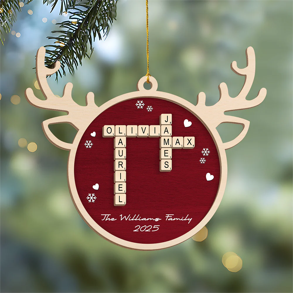 Personalized Family Name Scrabble Christmas 2 Layer Wooden Ornament LM32 895441 - Image 6