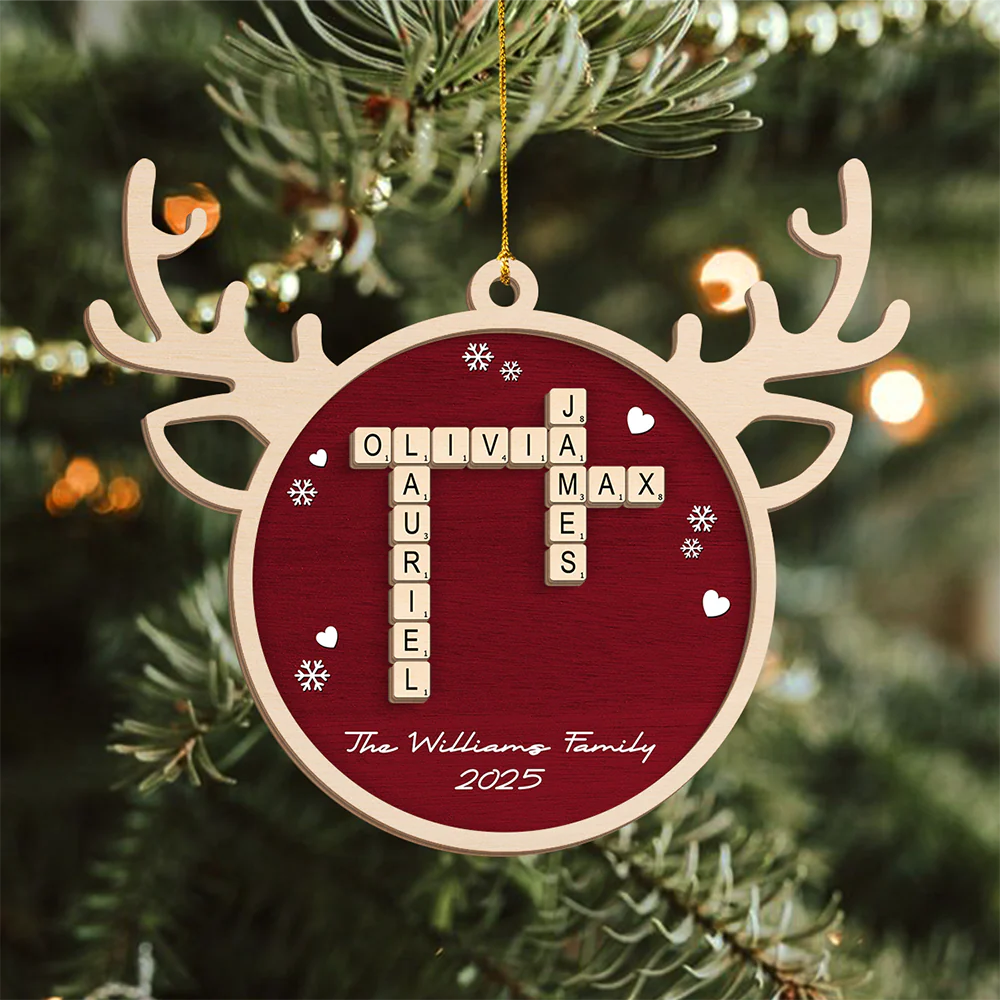 Personalized Family Name Scrabble Christmas 2 Layer Wooden Ornament LM32 895441 - Image 8