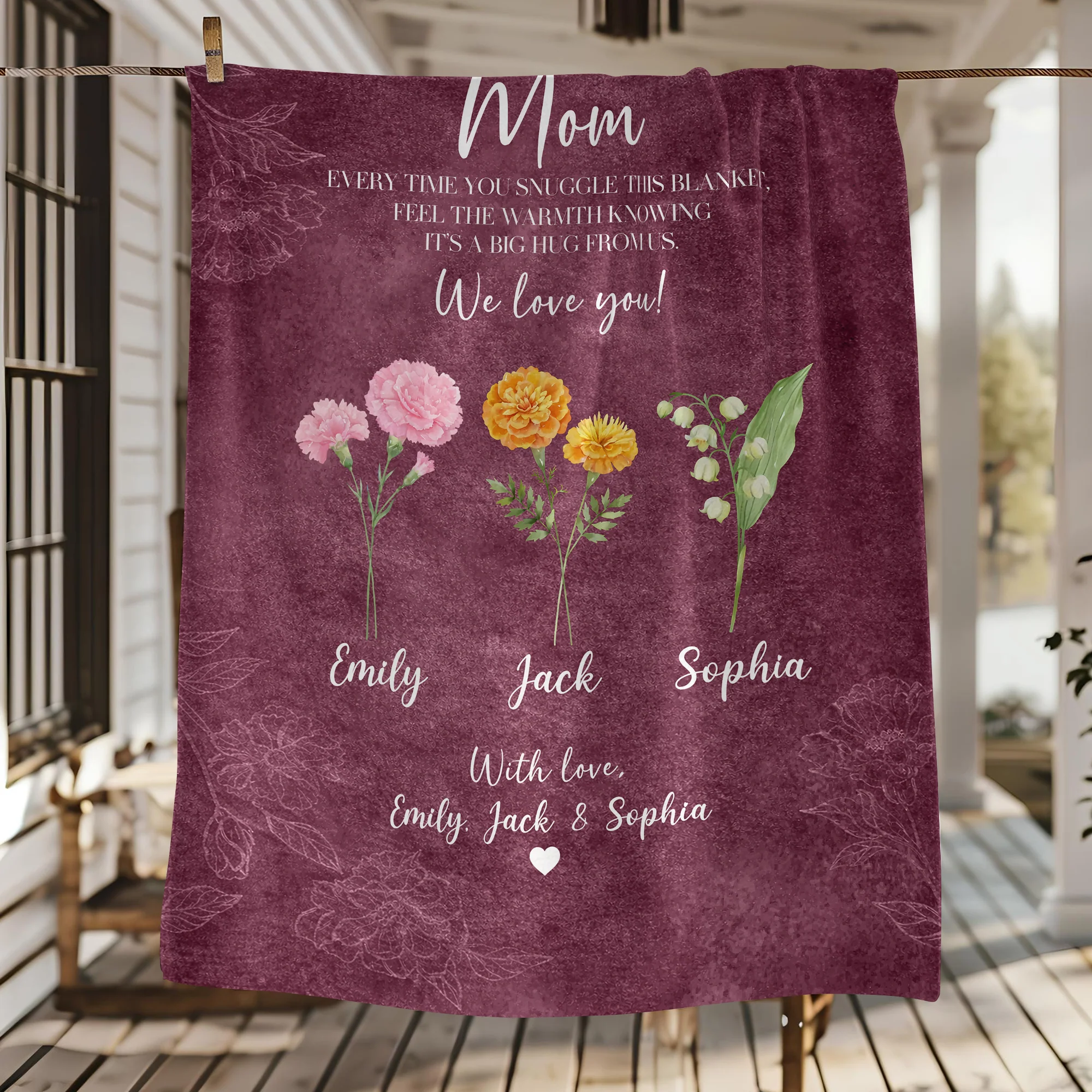 Personalized Flower Birth Month A Big Hug From Us To Mom Gift Blanket LM32 899699 - Image 3