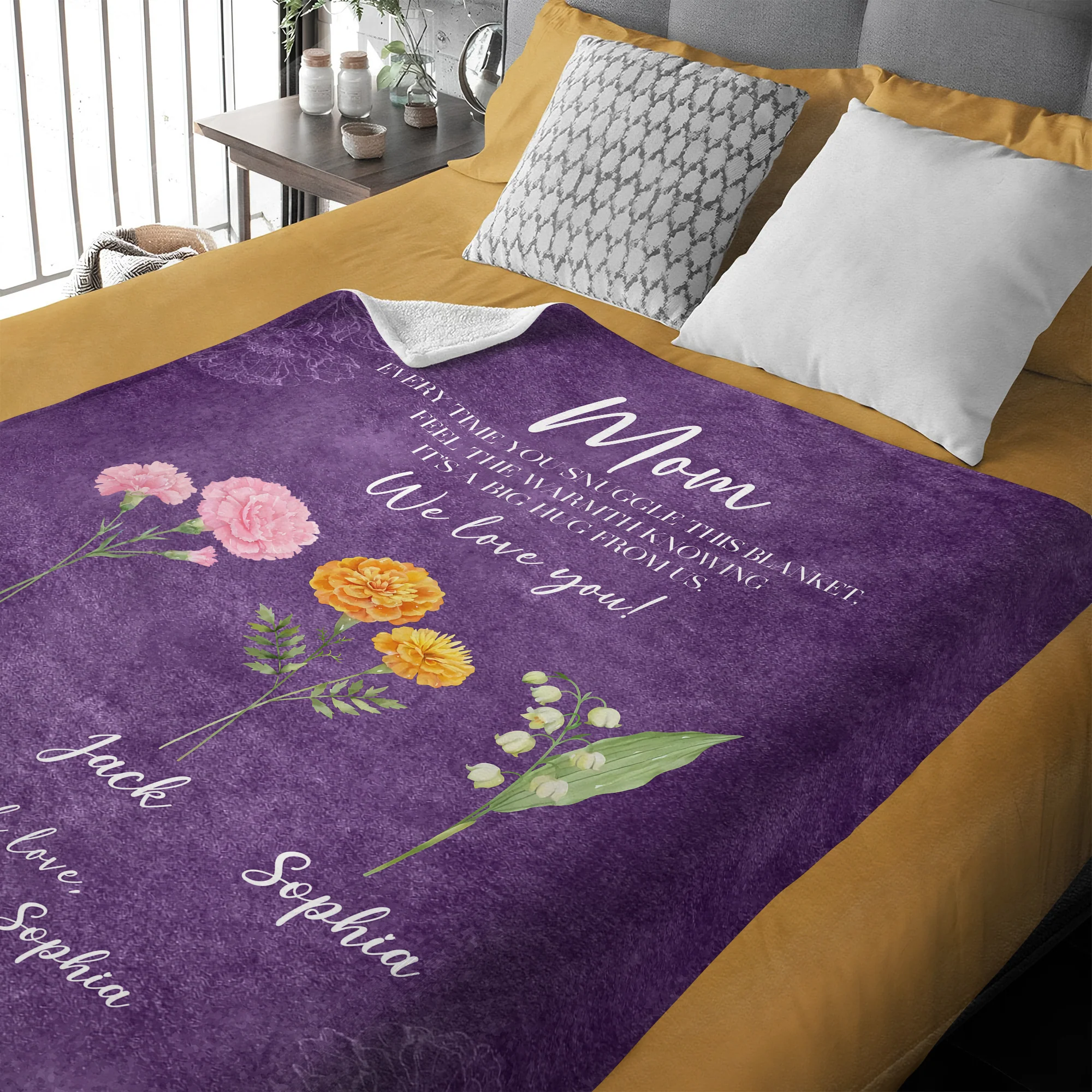 Personalized Flower Birth Month A Big Hug From Us To Mom Gift Blanket LM32 899699 - Image 5