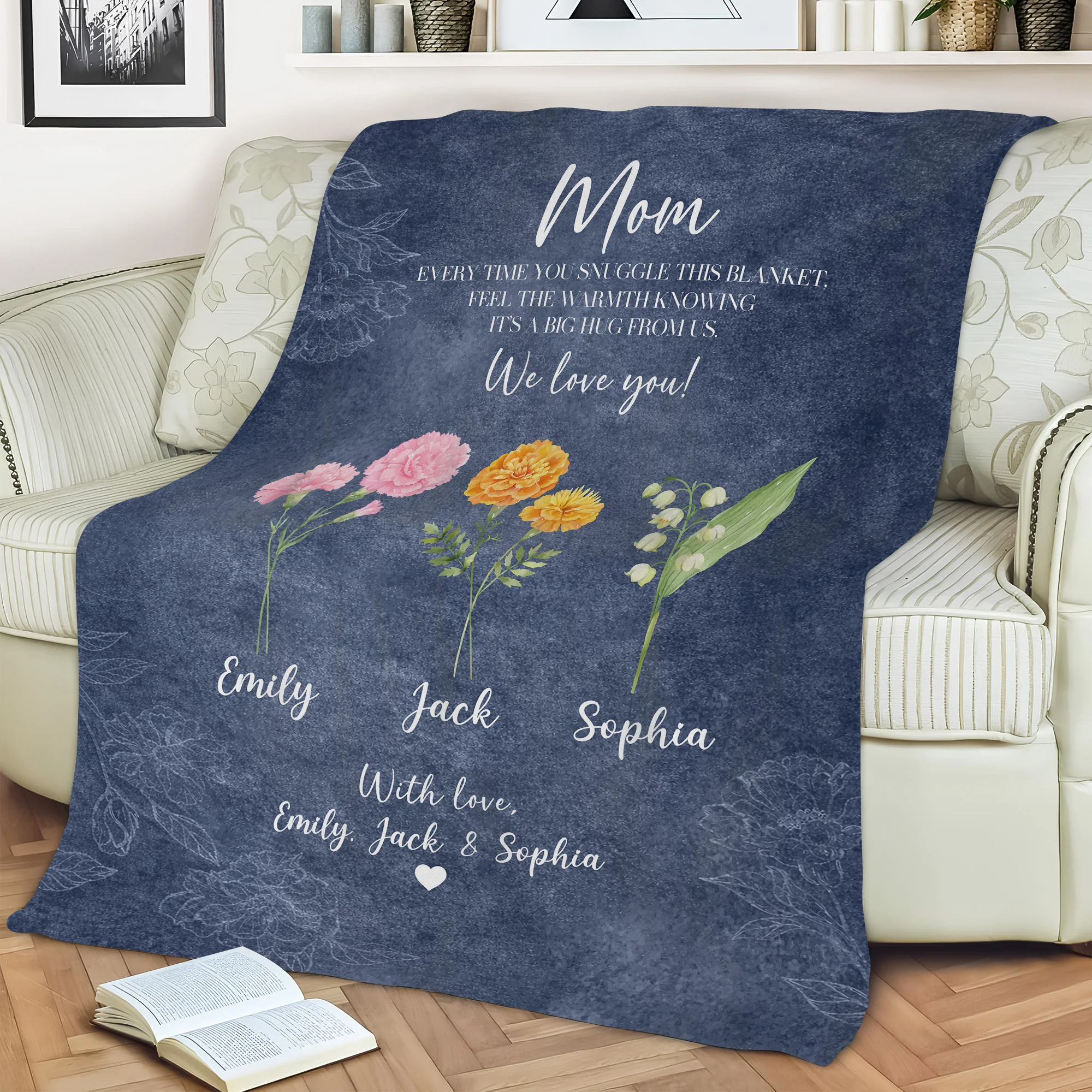 Personalized Flower Birth Month A Big Hug From Us To Mom Gift Blanket LM32 899699 - Image 6