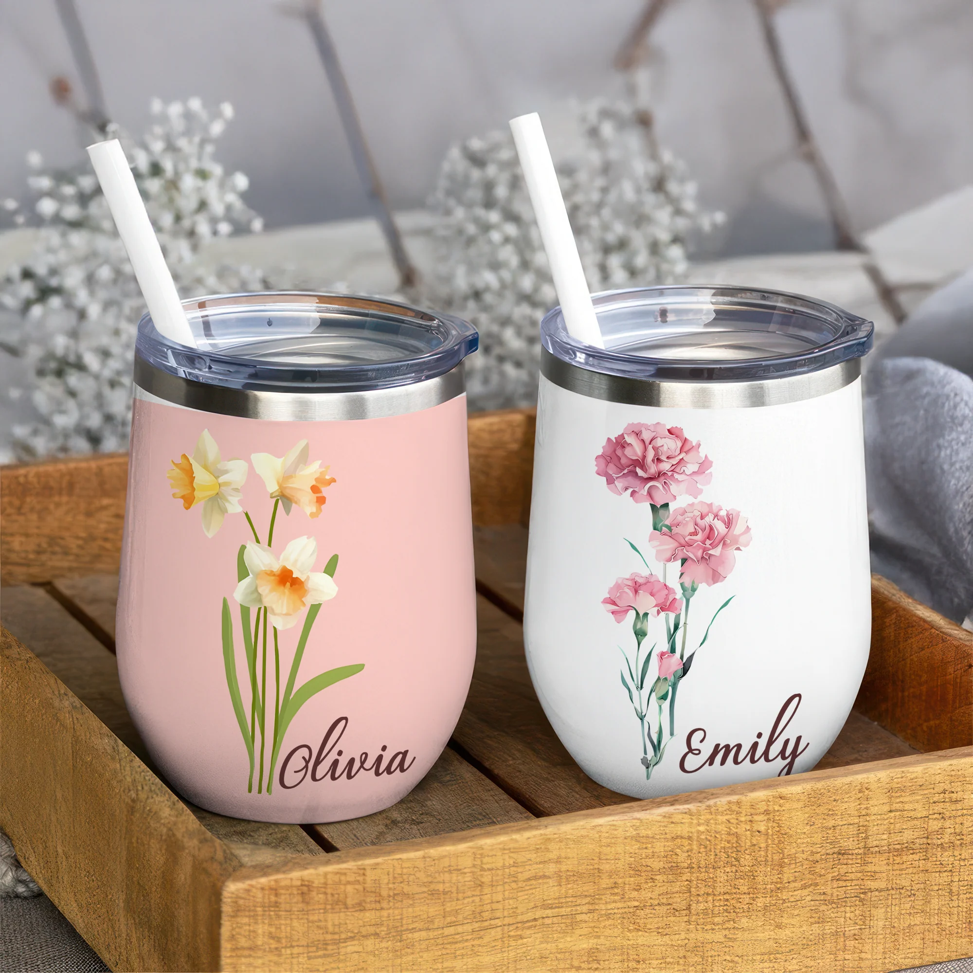 Personalized Flower With Name Wine Tumber Gift For Mom LM32 895375 - Image 6