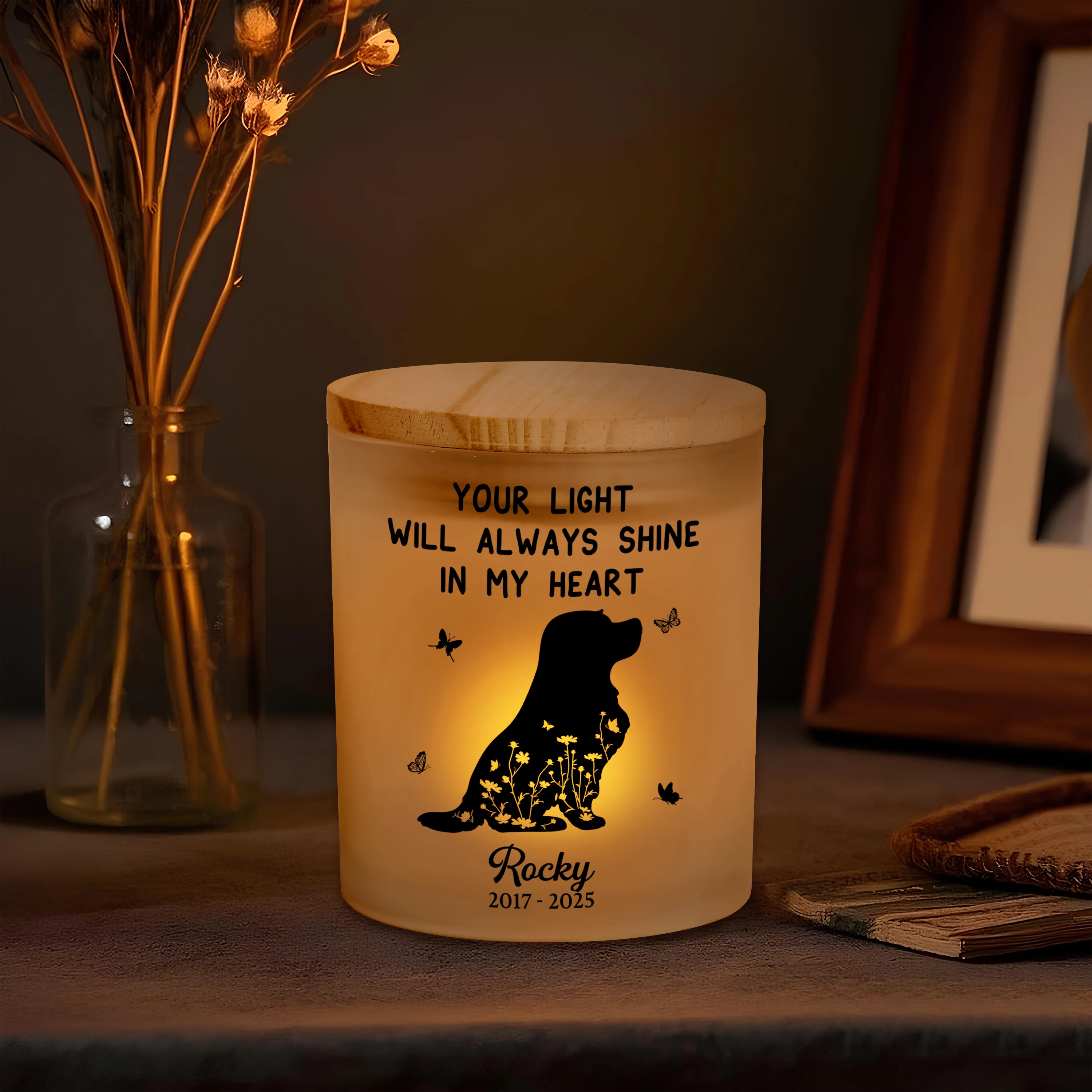 Personalized Forever Loved, Always In Our Hearts Memorial Glass Jar With LED Candle LM32 893497 - Image 2