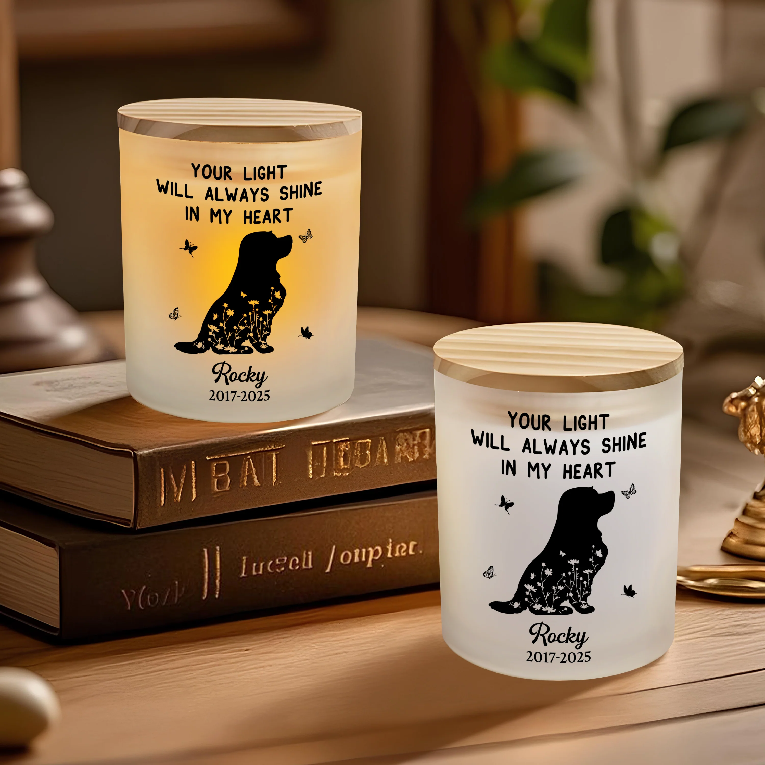 Personalized Forever Loved, Always In Our Hearts Memorial Glass Jar With LED Candle LM32 893497 - Image 4
