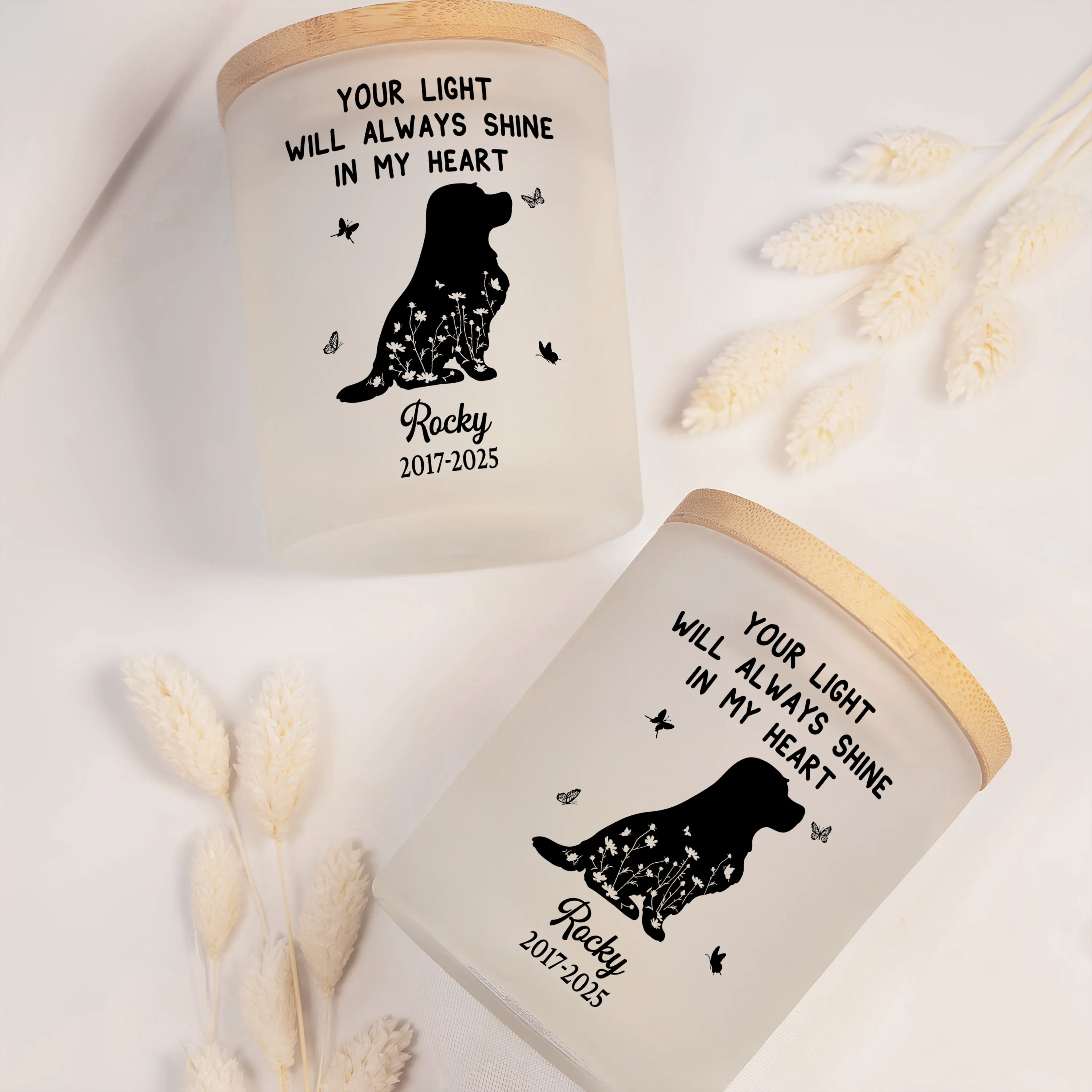 Personalized Forever Loved, Always In Our Hearts Memorial Glass Jar With LED Candle LM32 893497 - Image 6