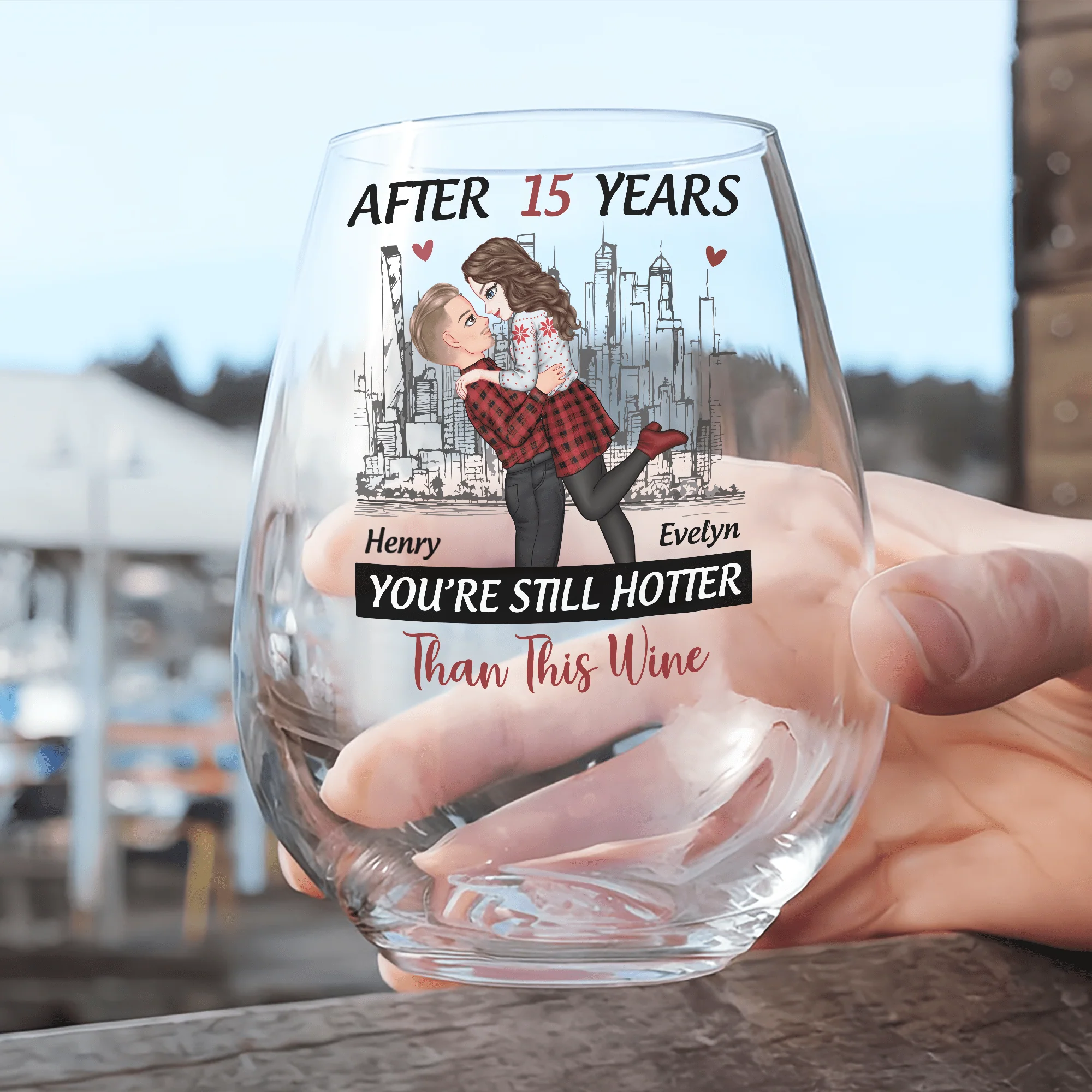Personalized Gift Anniversary You're Still Hotter Than This Stemless Wine Glass For Couples LM32 893059 - Image 8