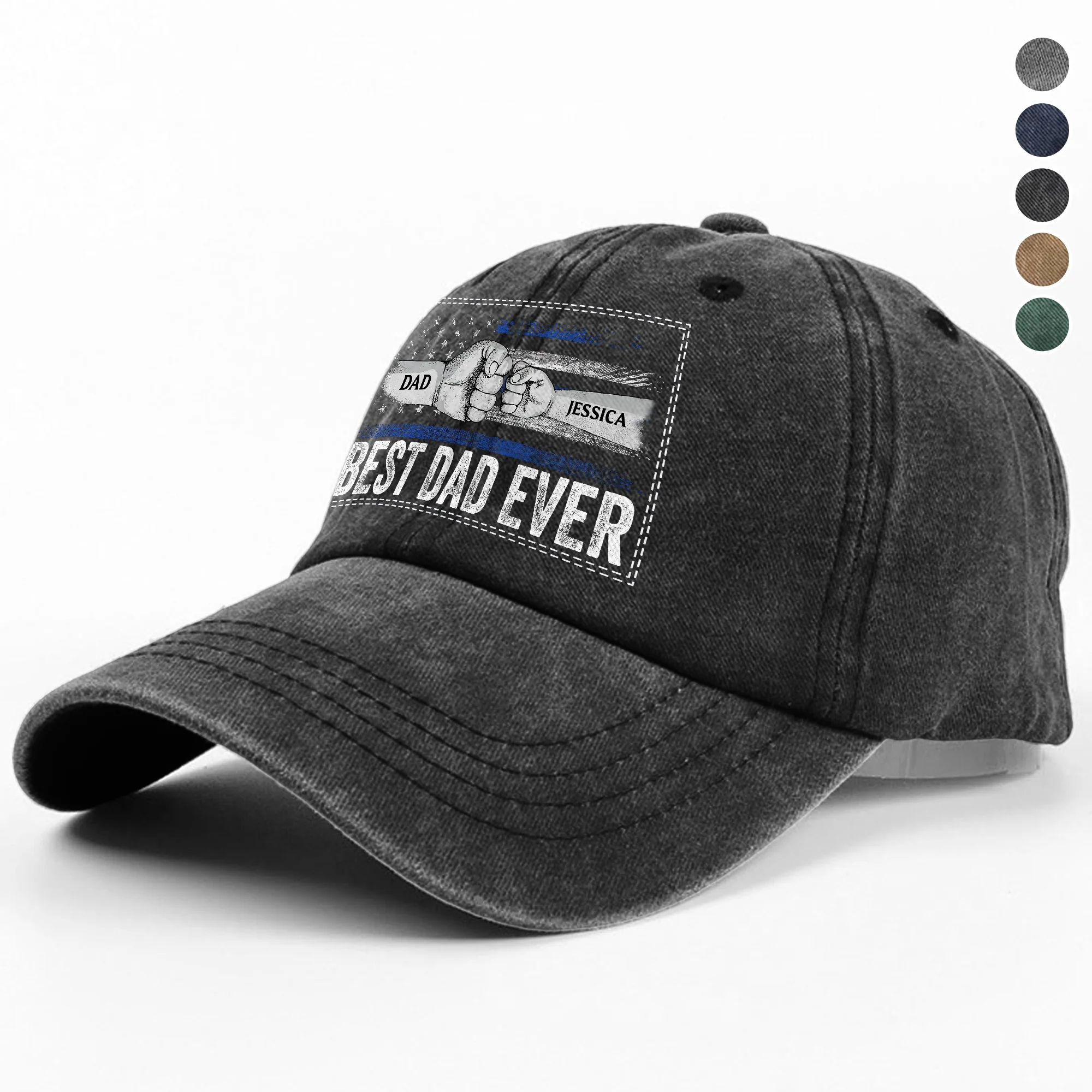 Personalized Gift Best Dad Ever Washed Denim Baseball Cap LM32 893981 - Image 2