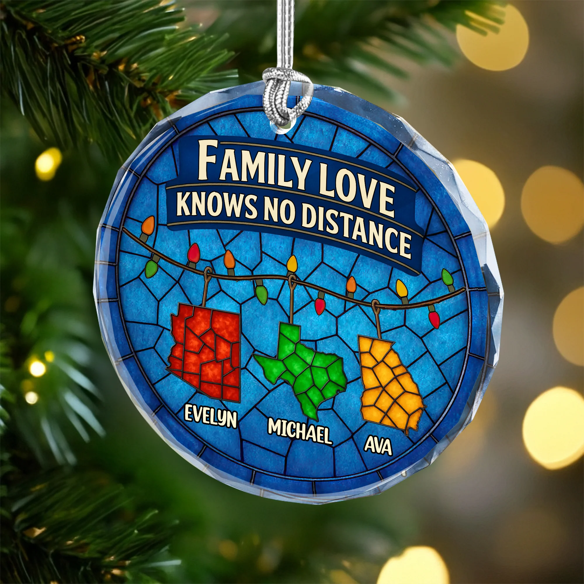 Personalized Gift Family Love Knows No Distance Glass Ornament LM32 895627 - Image 4