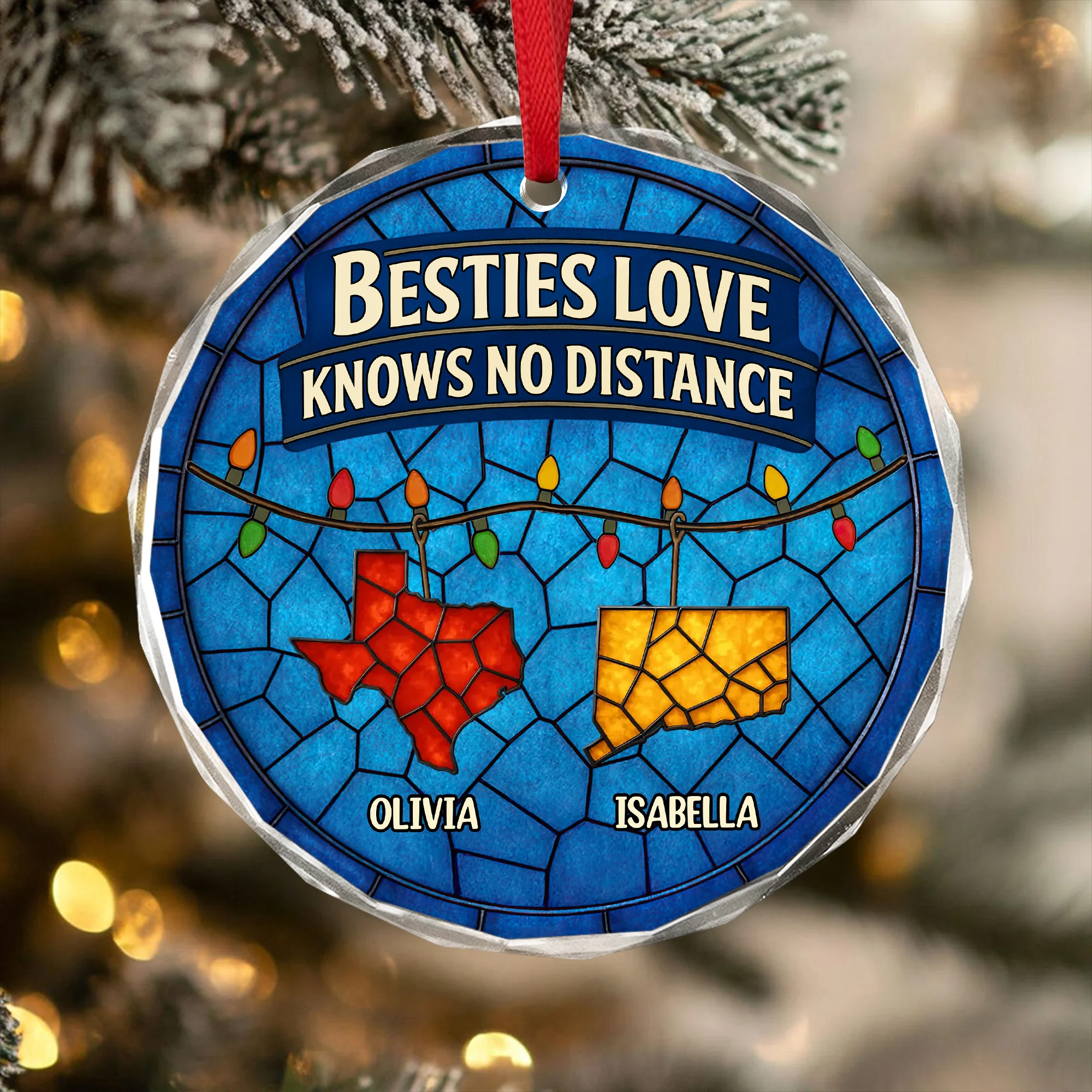 Personalized Gift Family Love Knows No Distance Glass Ornament LM32 895627 - Image 5