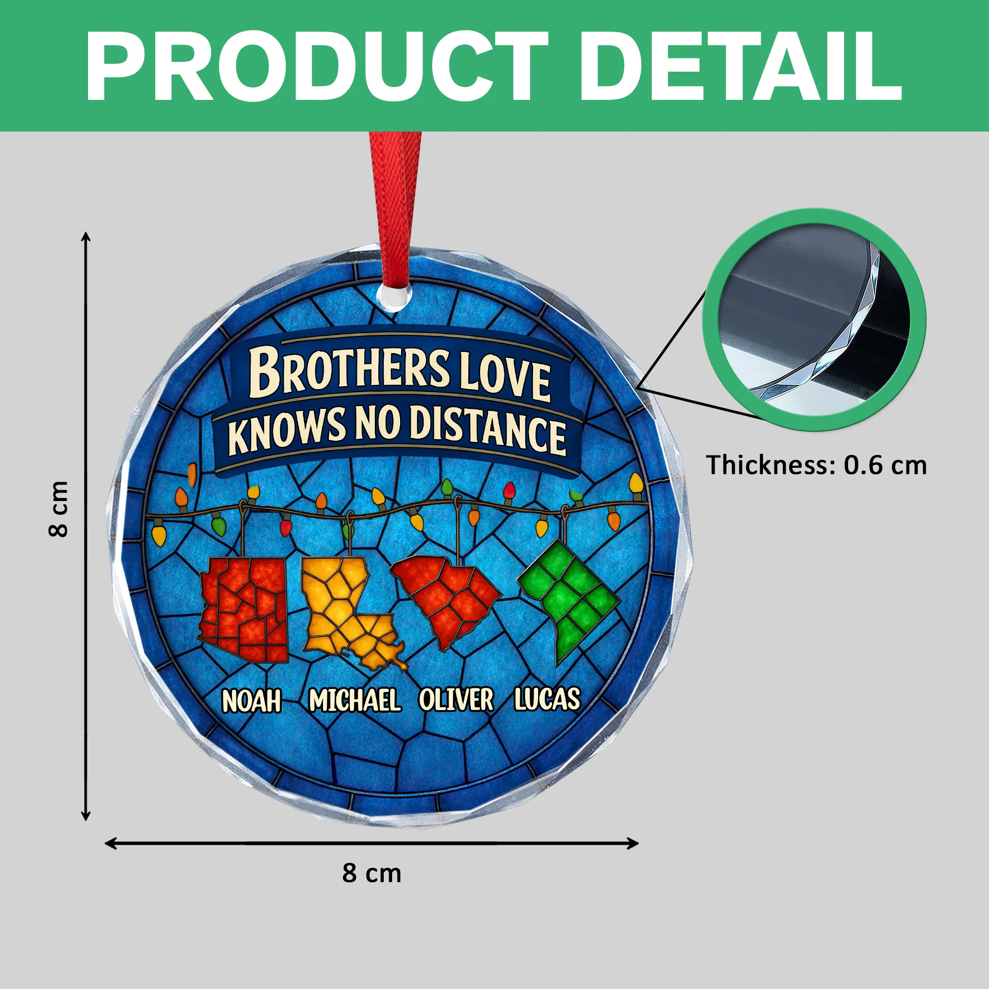 Personalized Gift Family Love Knows No Distance Glass Ornament LM32 895627 - Image 7