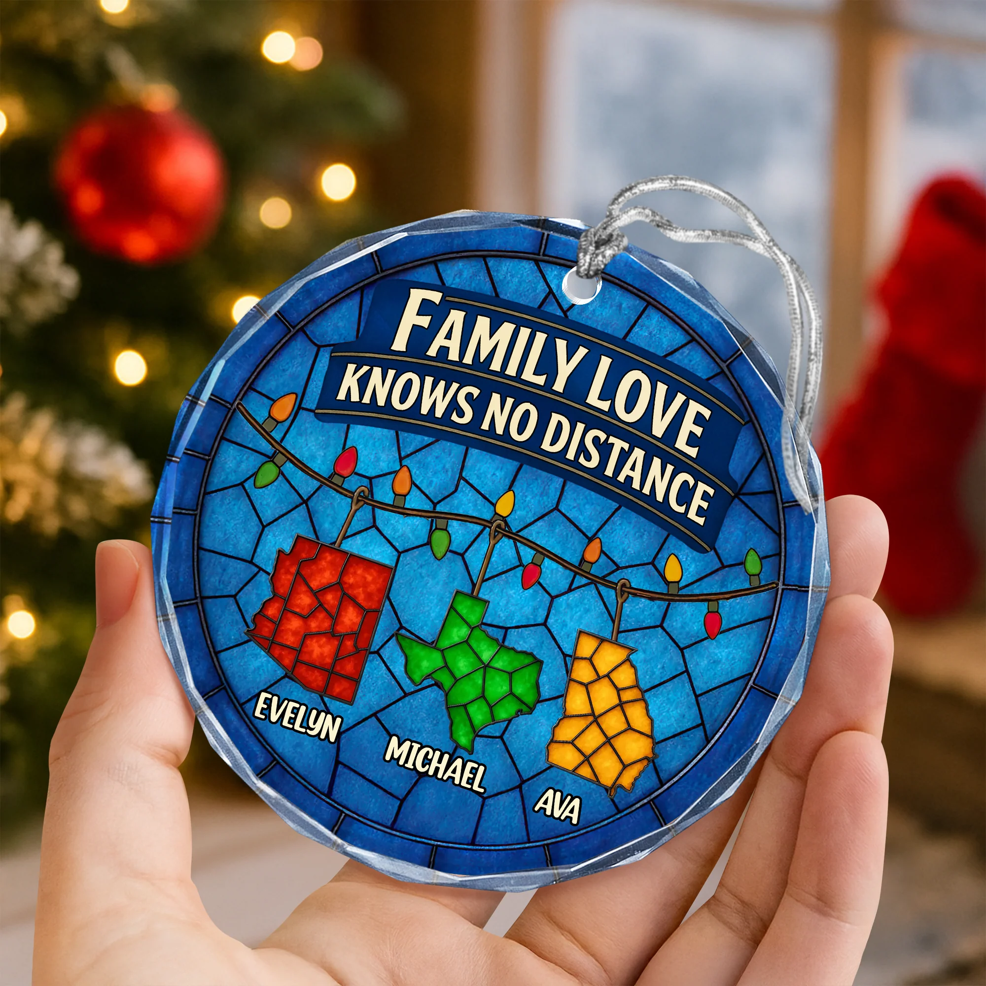 Personalized Gift Family Love Knows No Distance Glass Ornament LM32 895627 - Image 8