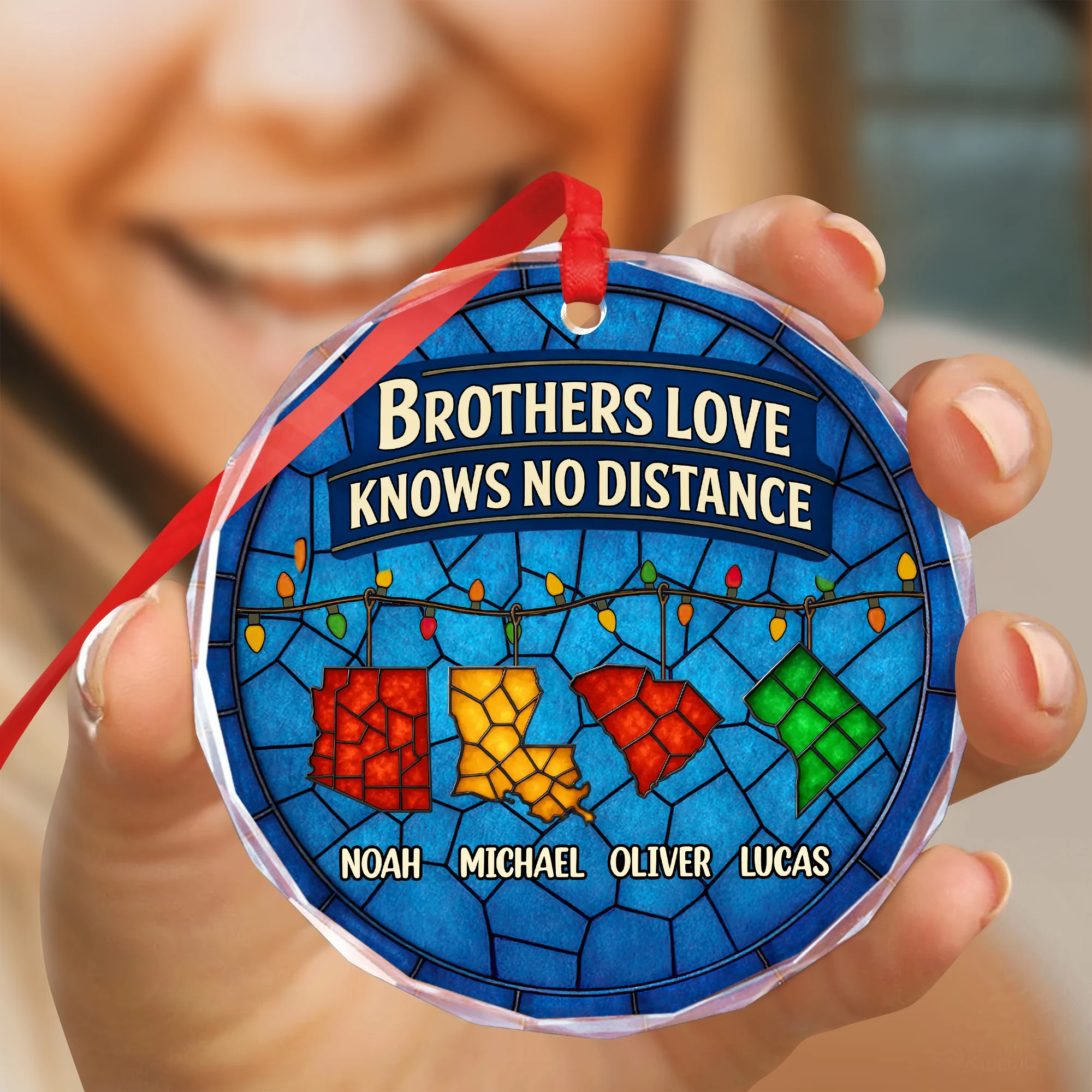 Personalized Gift Family Love Knows No Distance Glass Ornament LM32 895627 - Image 9