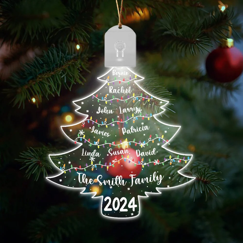 Personalized Gift Christmas Tree With Family Names And Led Light Led Acrylic Ornament HA75 891901