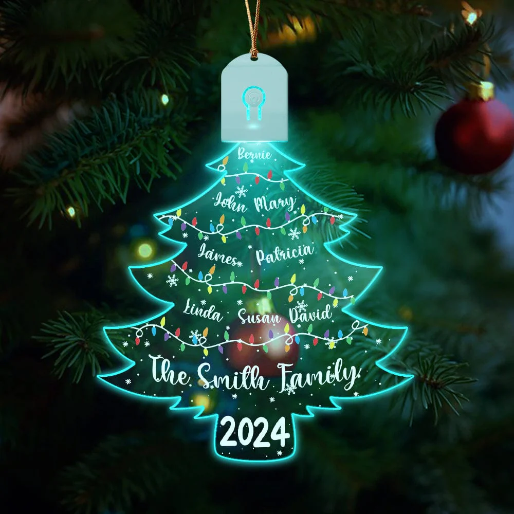 Personalized Gift Christmas Tree With Family Names And Led Light Led Acrylic Ornament HA75 891901 - Image 3