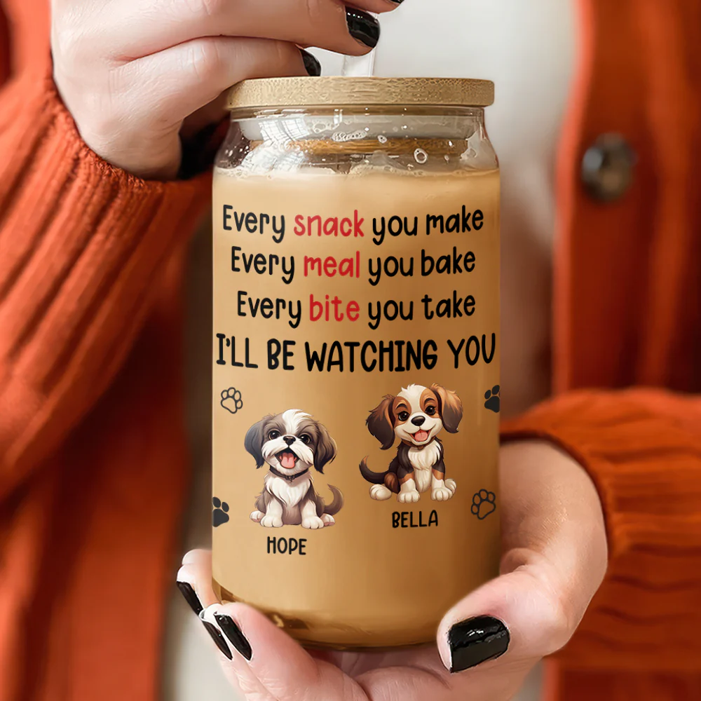 Personalized Gift Every Snack You Make We'll Be Watching You Glass Can With Lid LM32 893185 - Image 8
