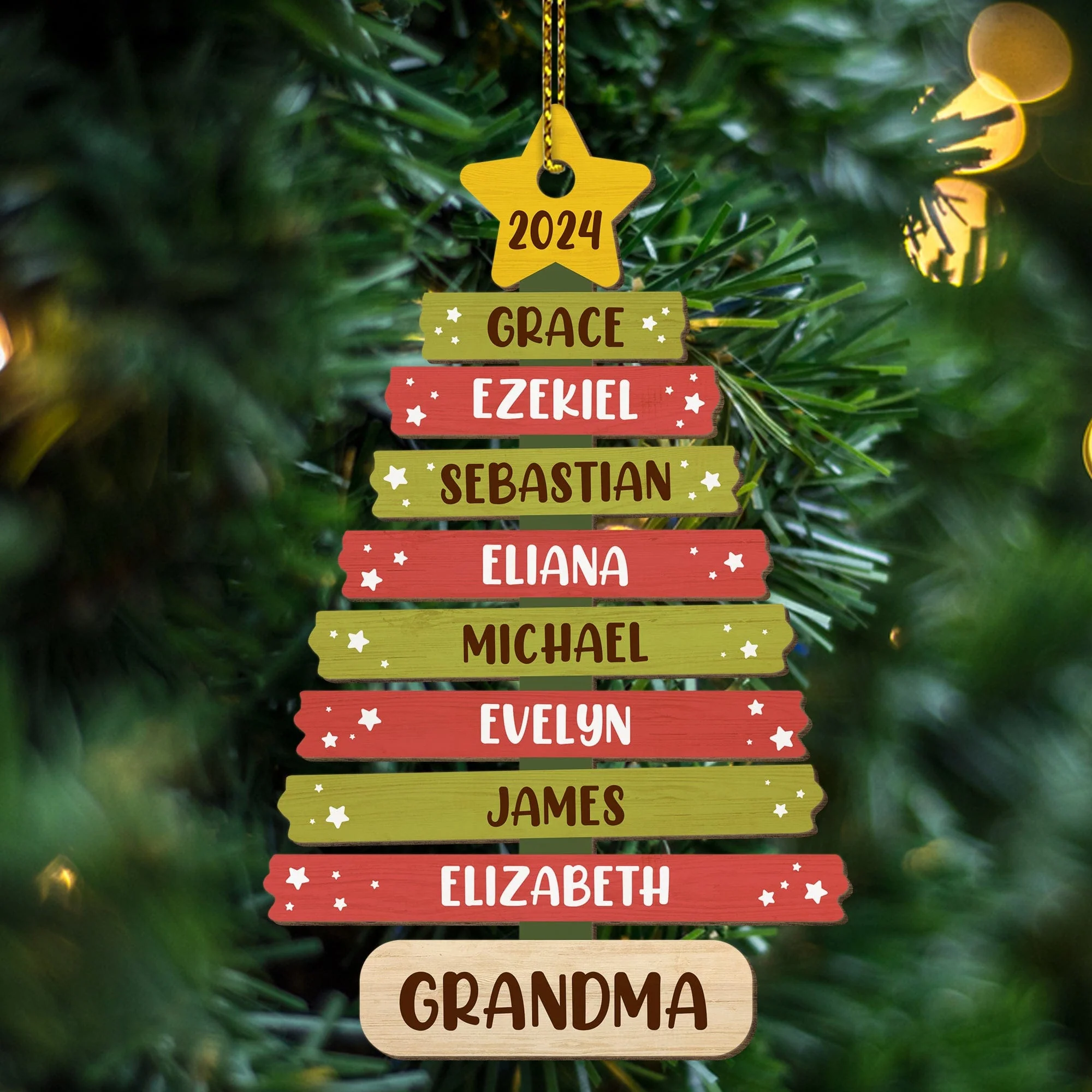 Personalized Gift Family Name Christmas Tree Wooden Ornament HO82 891743 - Image 3