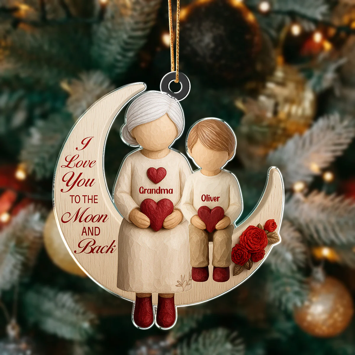 Personalized Gift Grandparents With Grandkids Moon Love Acrylic Ornament LM32 895623 - Image 5