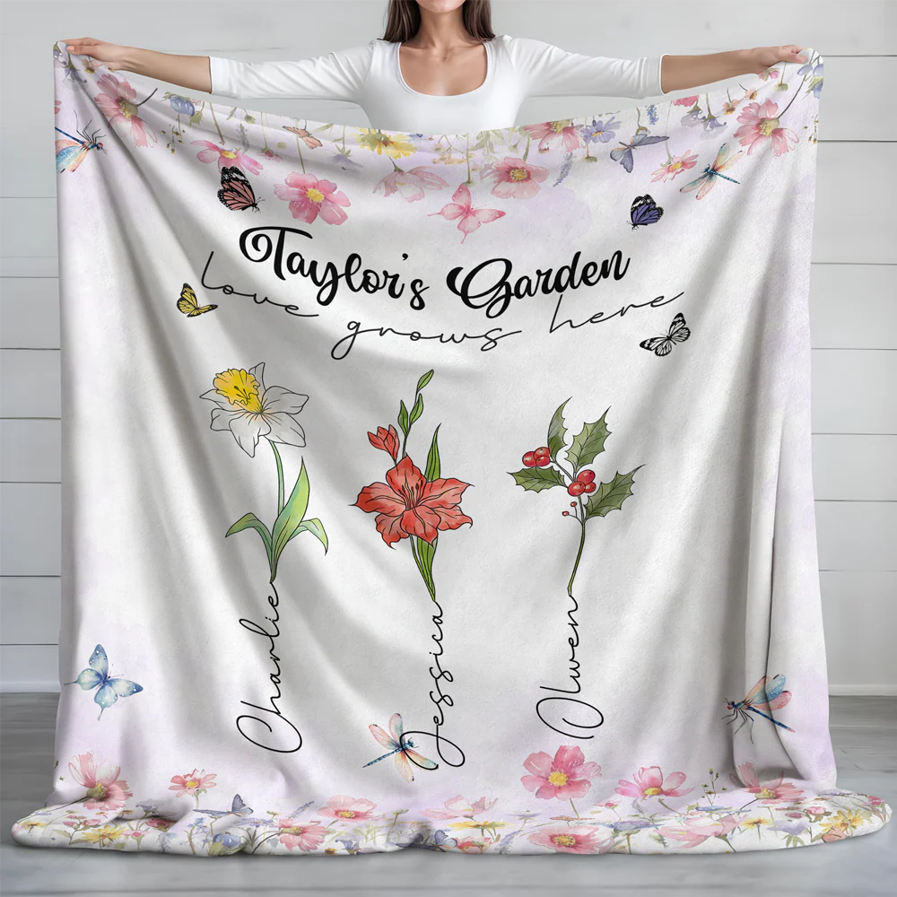 Personalized Gift Mother's Garden Love Grows Here Mother's Day Blanket LM32 893149 - Image 2
