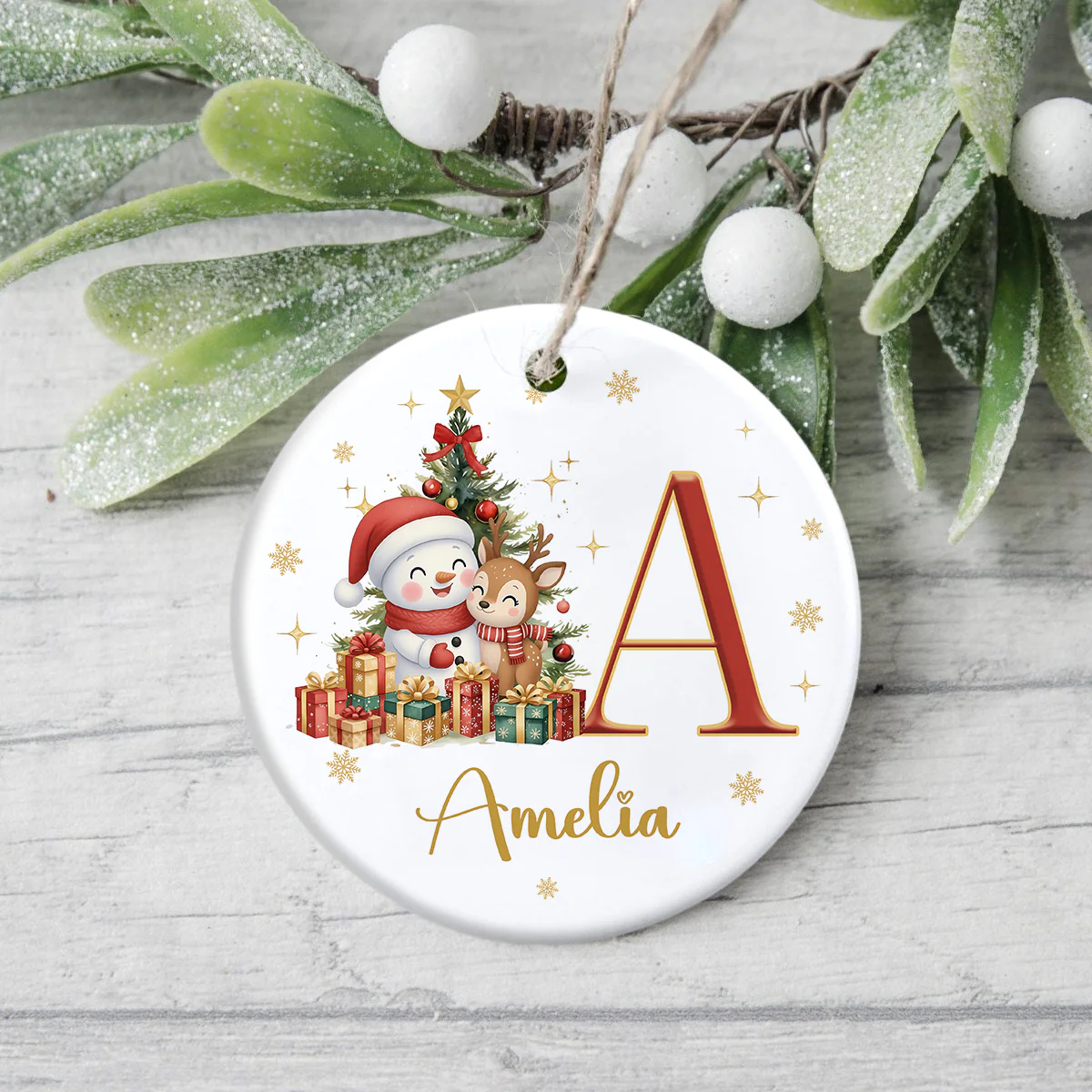 Personalized Gift Snowman Alphabet Christmas Ceramic Ornament LM32 895087 - Image 3