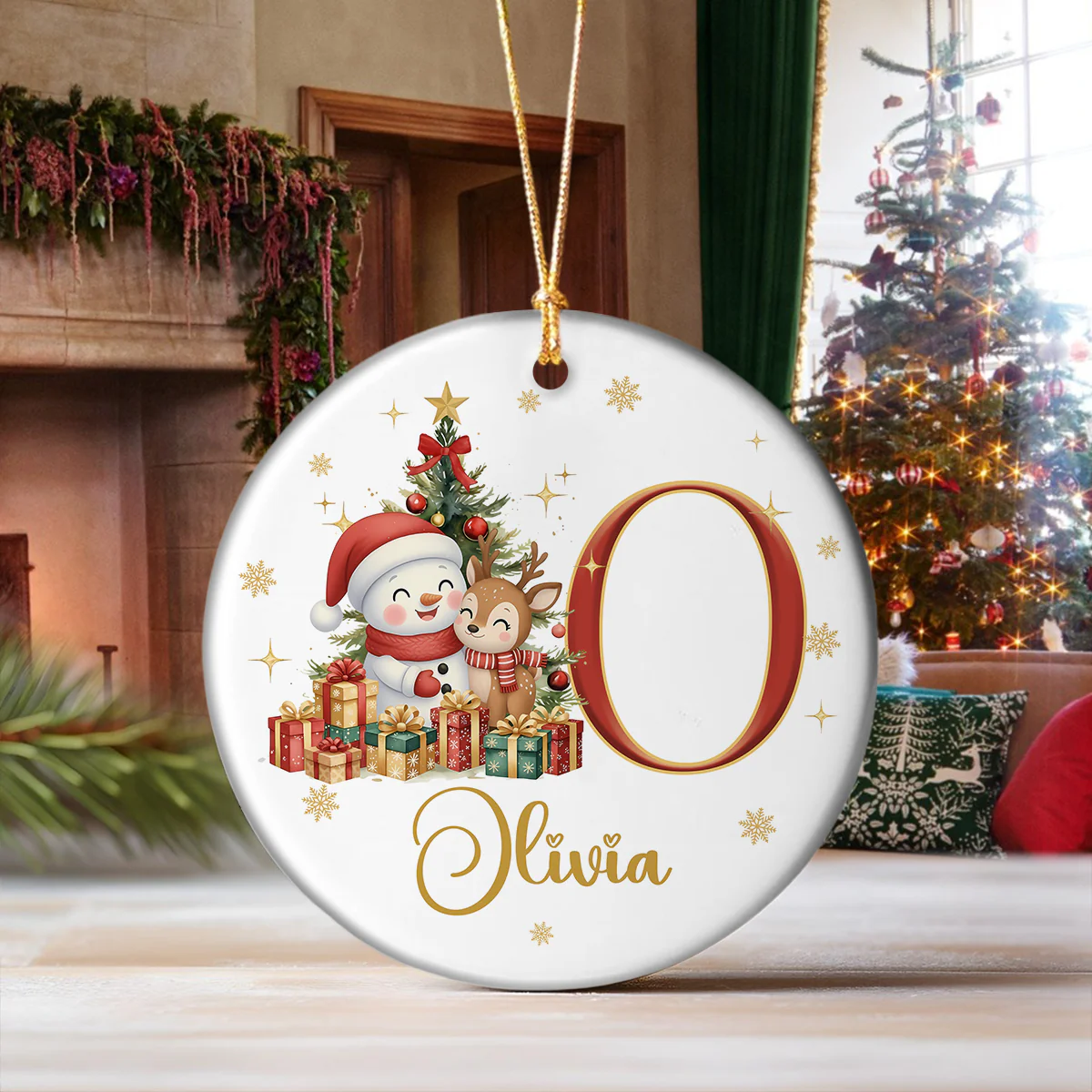 Personalized Gift Snowman Alphabet Christmas Ceramic Ornament LM32 895087 - Image 4