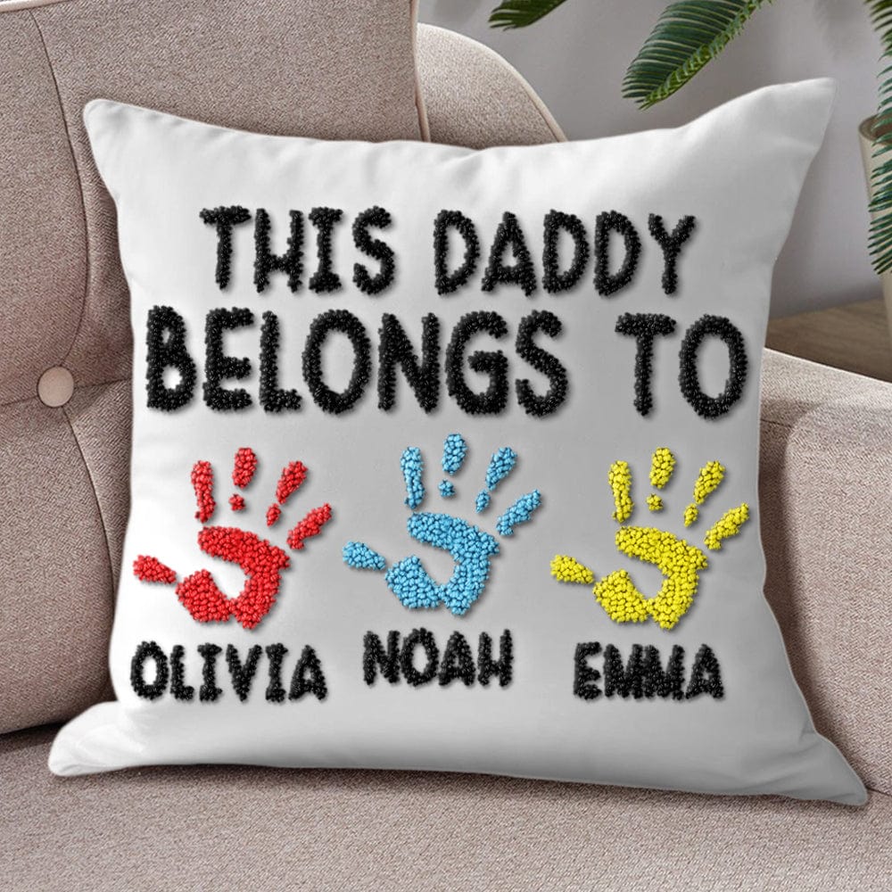 Personalized Gift This Daddy Belongs To Handprint Kids Name Embroidery Pillow TH10 891765