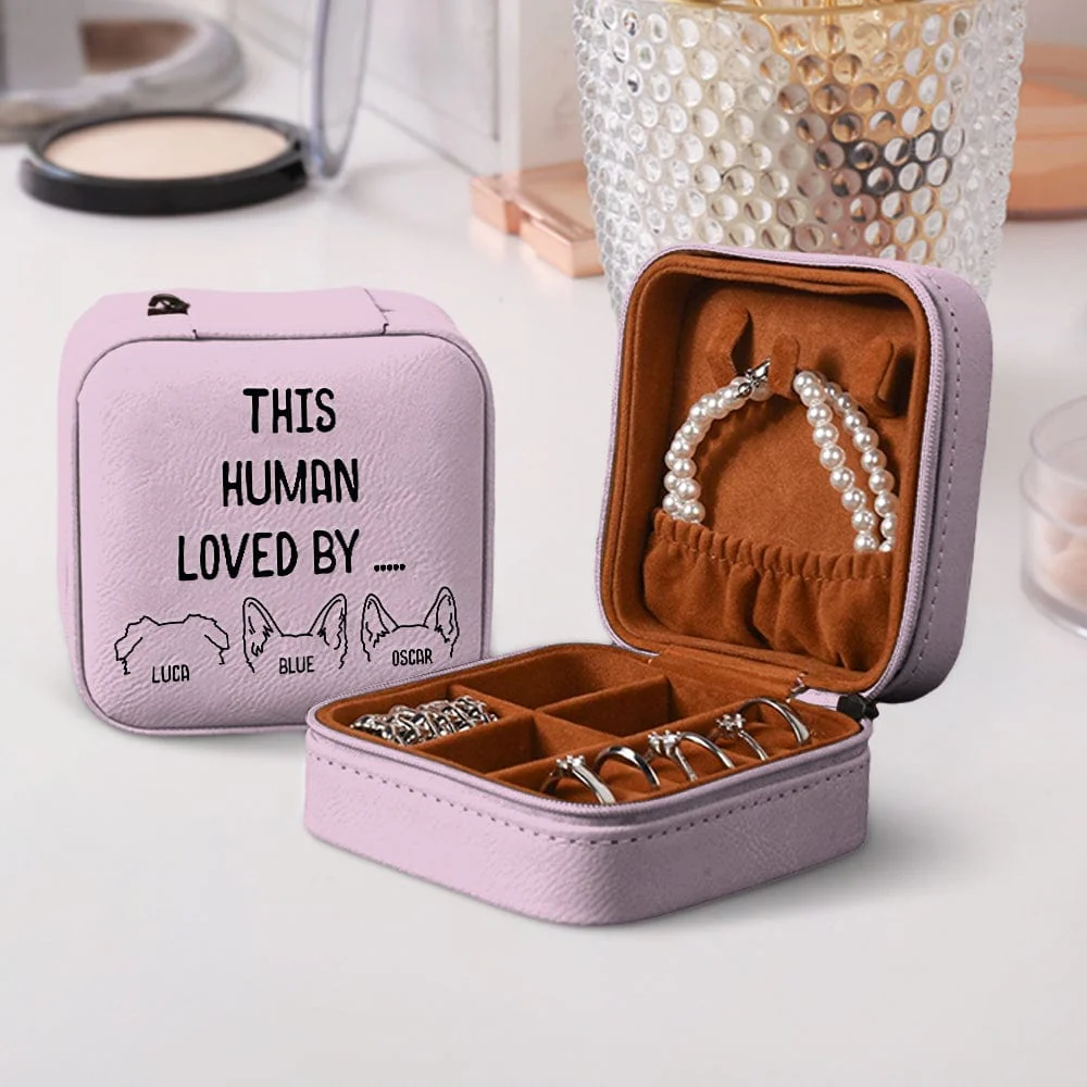 Personalized Gift This Human Belongs To Engraved Leather Jewelry Travel Box For Dog Cat Lovers HO82 891831 - Image 2