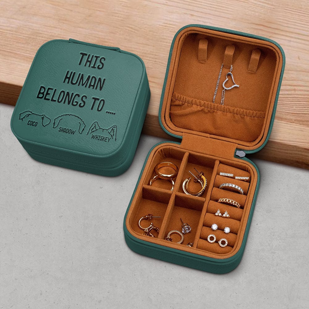Personalized Gift This Human Belongs To Engraved Leather Jewelry Travel Box For Dog Cat Lovers HO82 891831 - Image 3