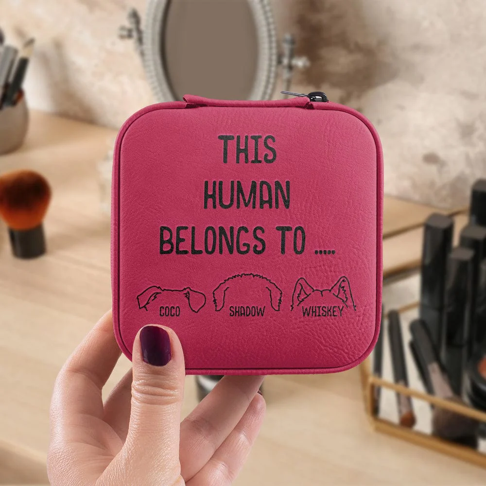 Personalized Gift This Human Belongs To Engraved Leather Jewelry Travel Box For Dog Cat Lovers HO82 891831 - Image 4