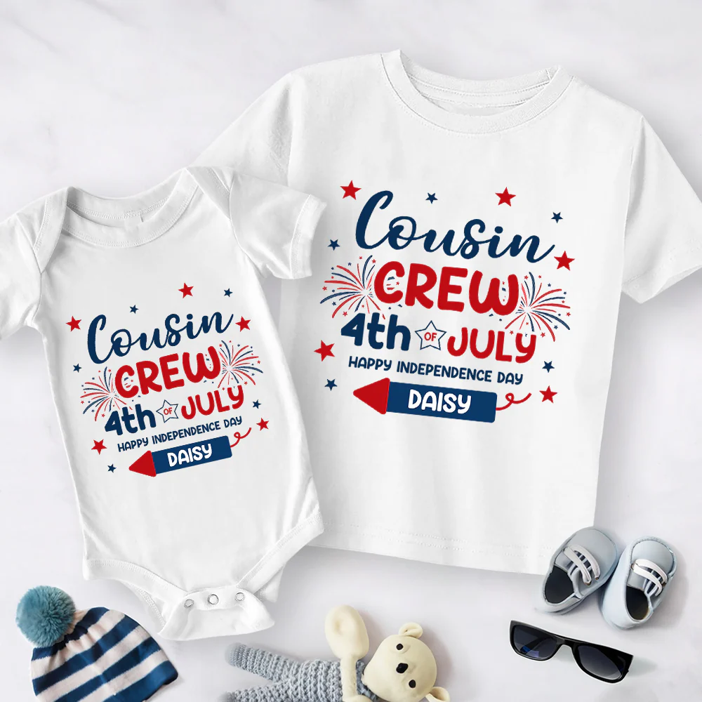 Personalized Kid Name Cousin Crew 4th of July Baby Onesie LM32 893519 - Image 4