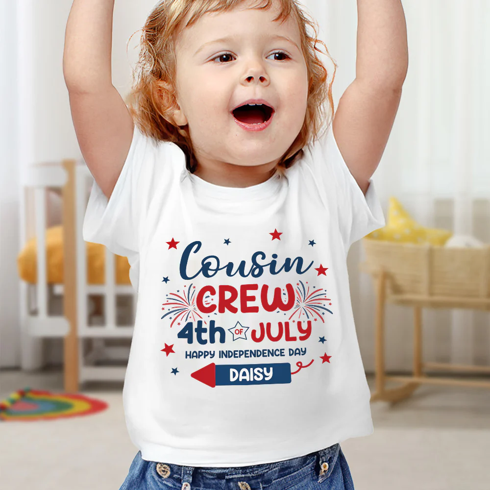 Personalized Kid Name Cousin Crew 4th of July Baby Onesie LM32 893519 - Image 5