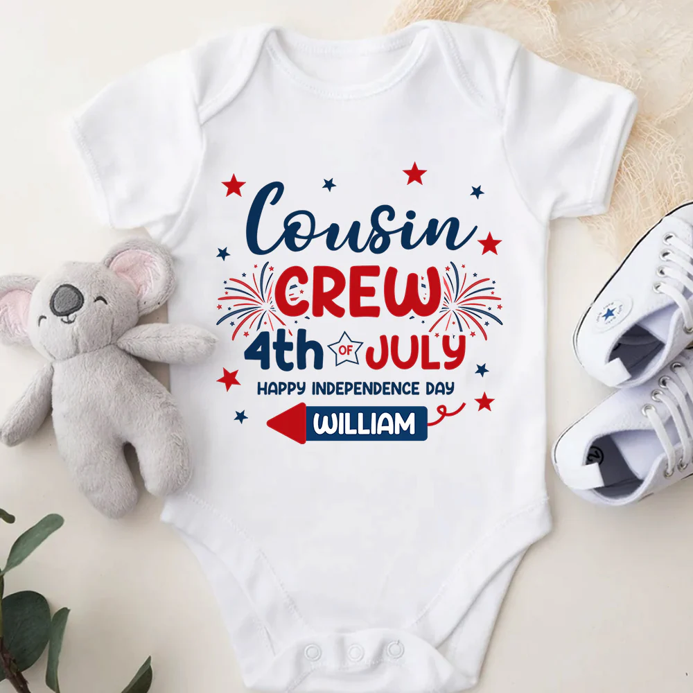 Personalized Kid Name Cousin Crew 4th of July Baby Onesie LM32 893519 - Image 6