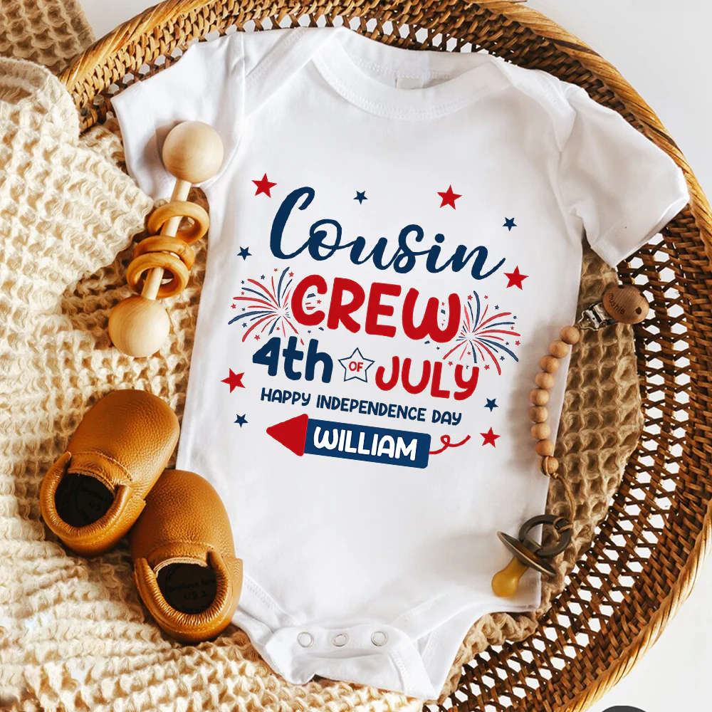 Personalized Kid Name Cousin Crew 4th of July Baby Onesie LM32 893519 - Image 7