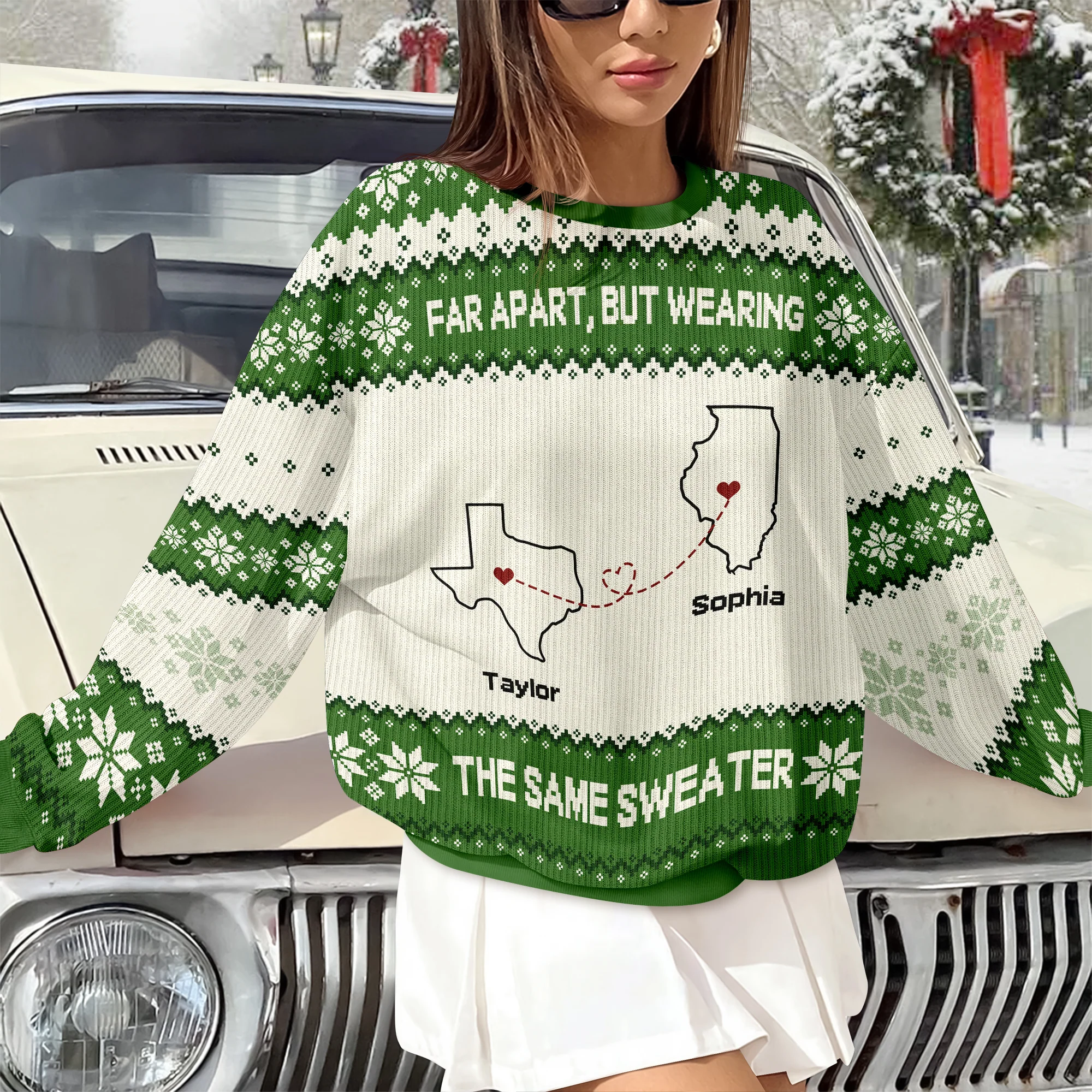 Personalized Long Distance State Map Ugly Sweater For Couple, Family & Friends LM32 895811 - Image 3
