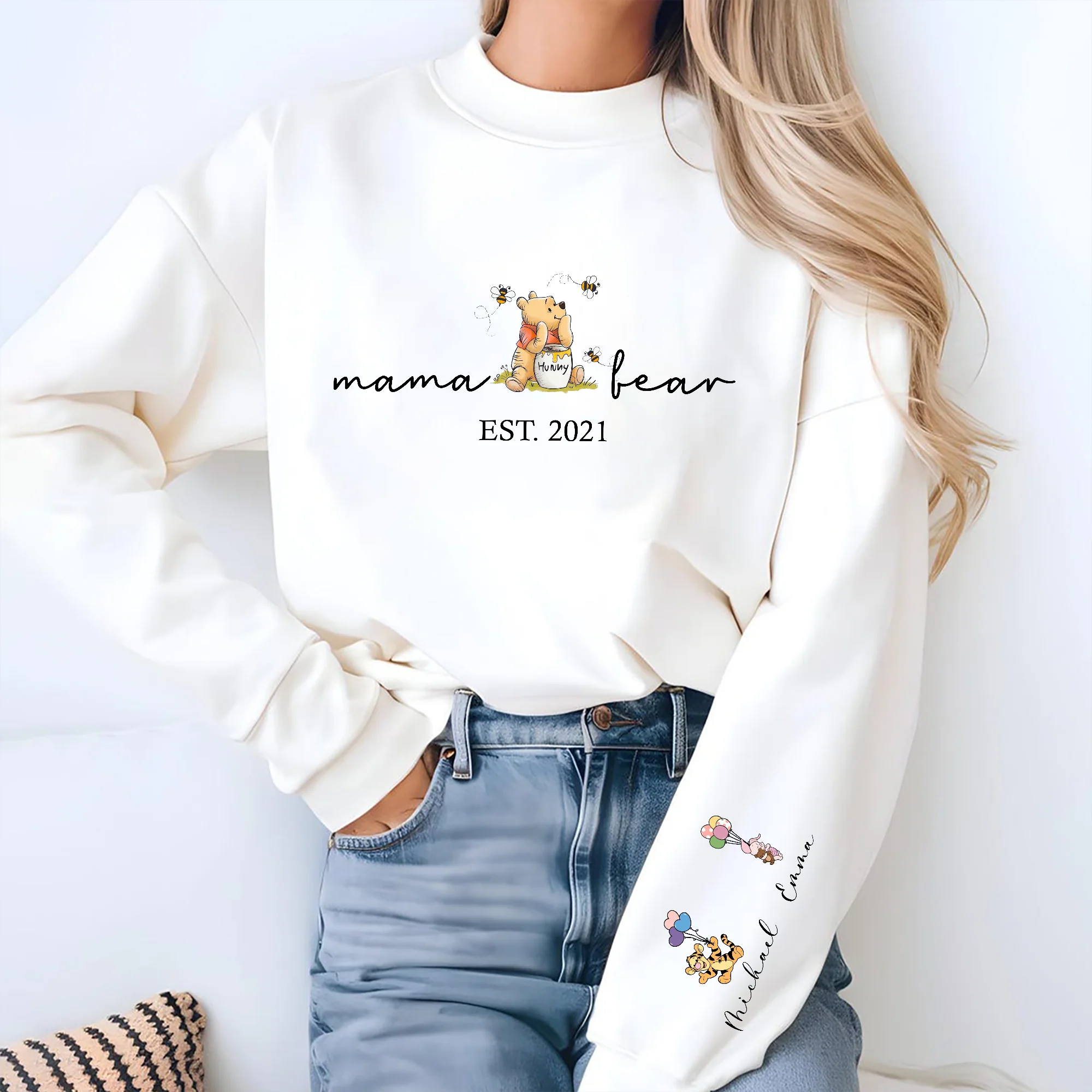 Personalized Mama Bear EST Mother's Day Sleeve Printed Sweatshirt LM32 893183 - Image 3