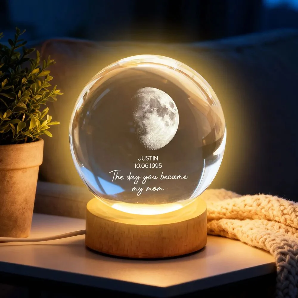 Custom Moon Phase The Day You Becam My Mom My Dad 3D Crystal Ball LED Night Light LM32 897987 - Image 5