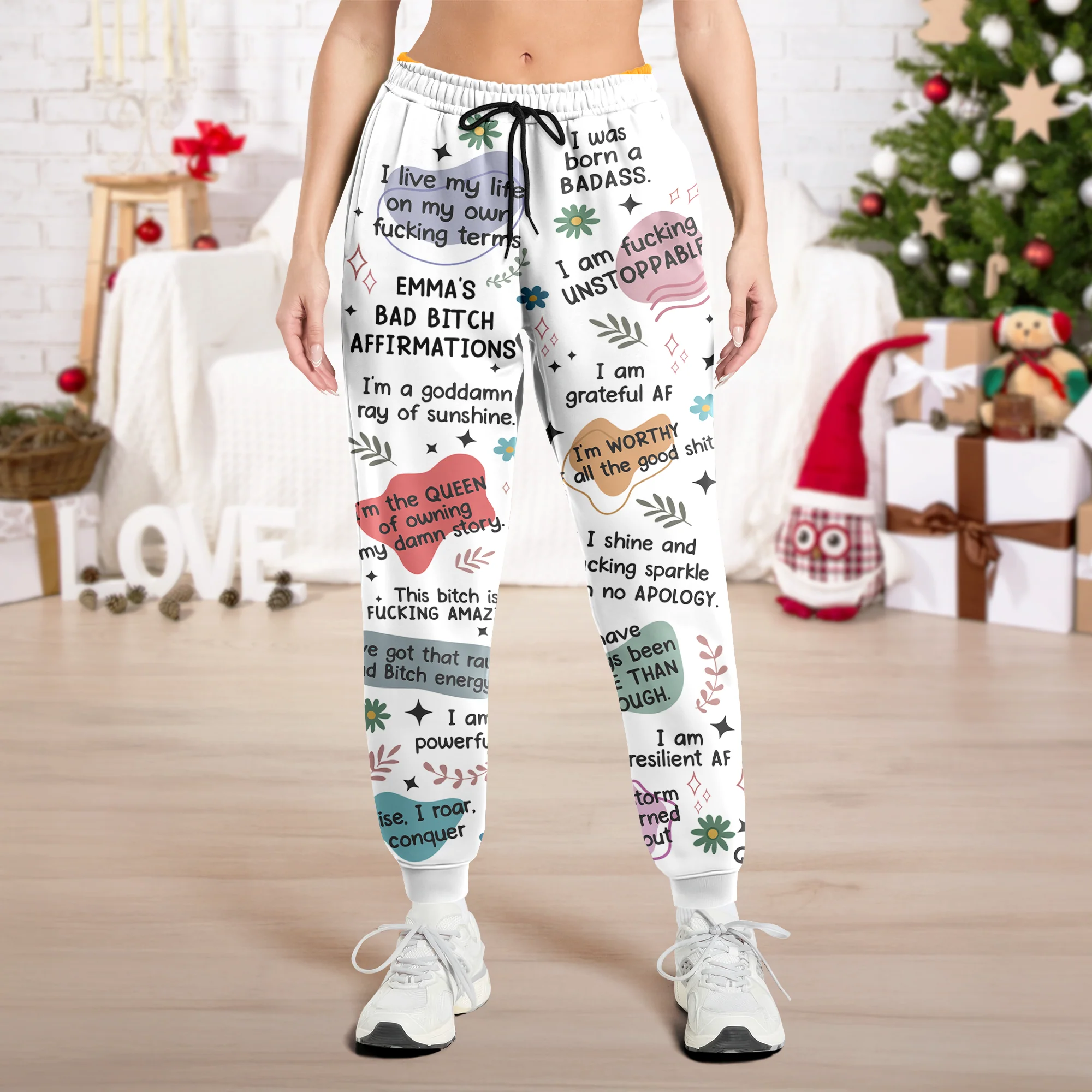 Personalized Name Bad B*tch Affirmation Funny Sweatpants For Bestie LM32 895385 - Image 7