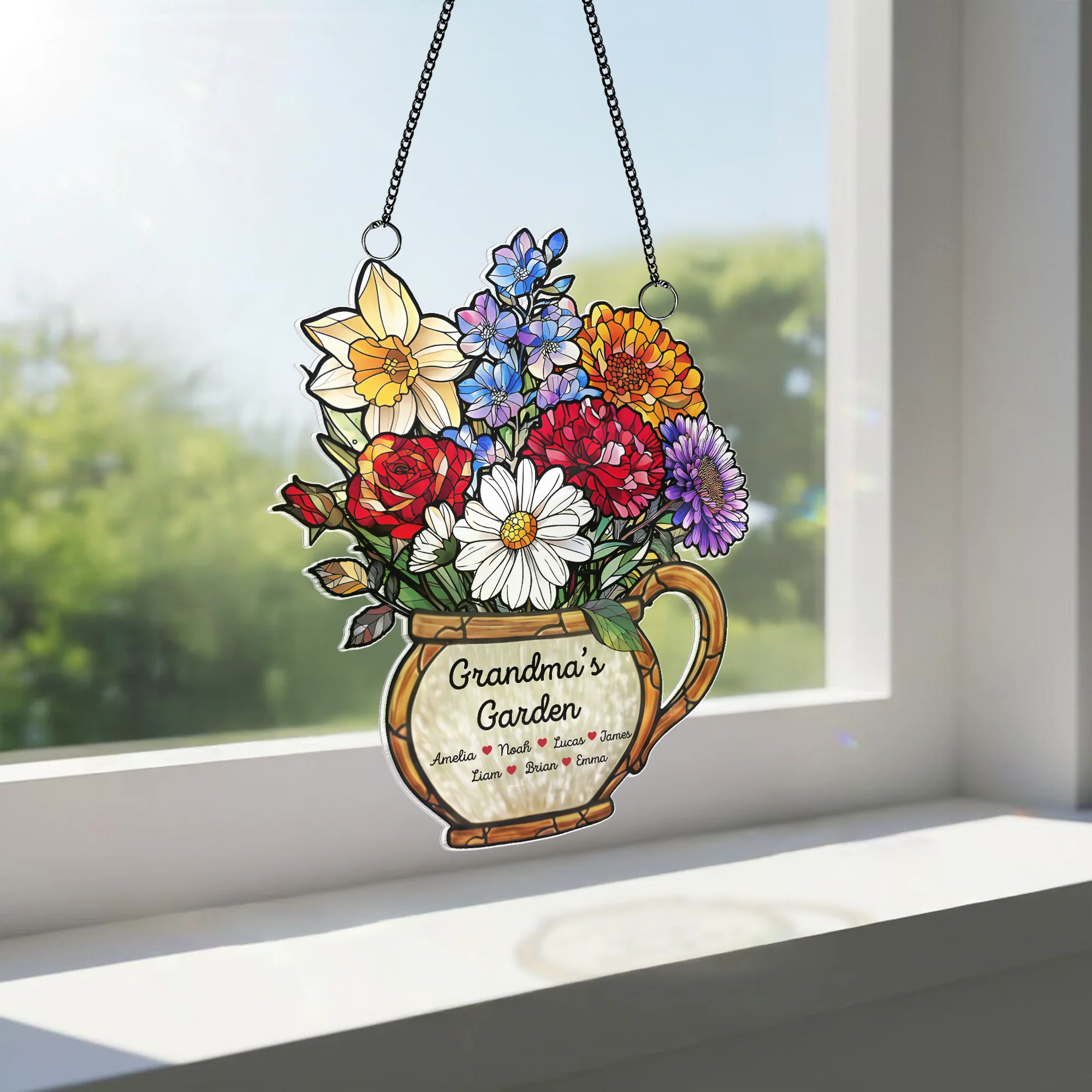 Personalized Name Birth Month Flower Grandma's Garden Acrylic Suncatcher LM32 899259 - Image 3