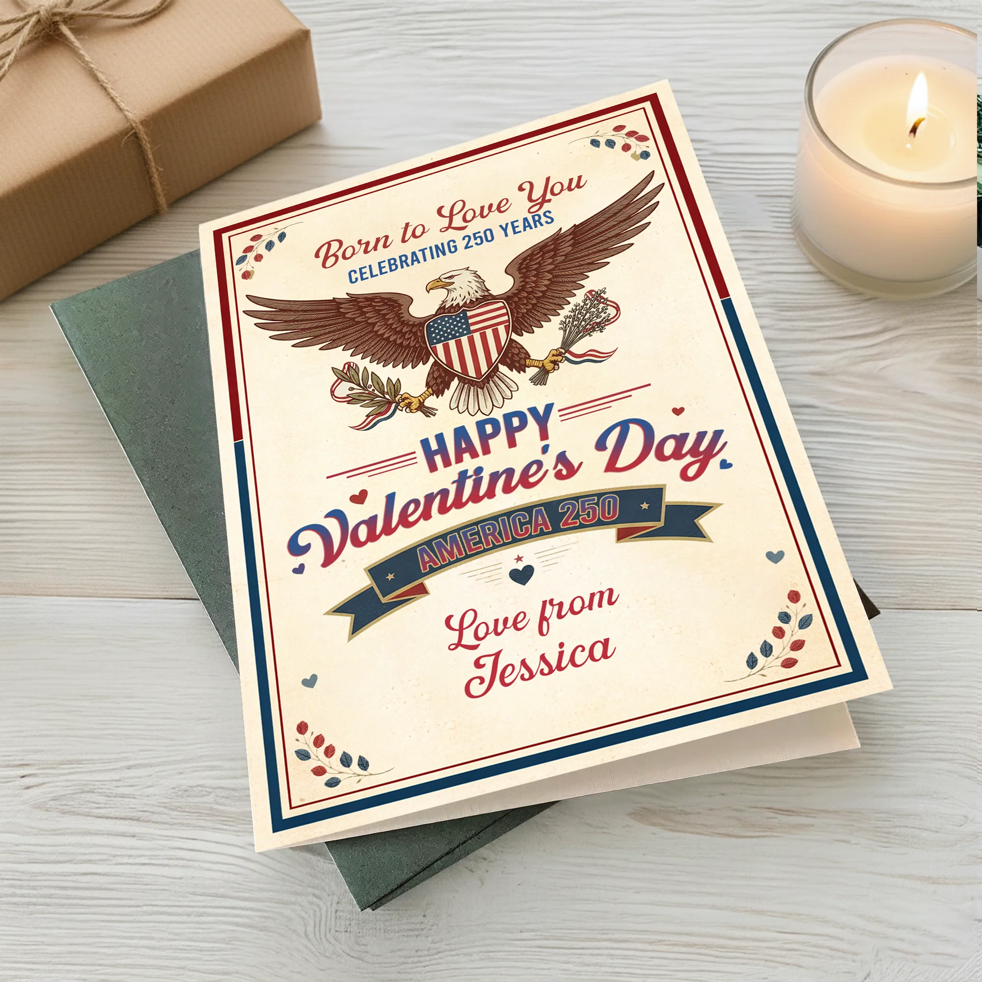 Personalized Name Born To Love You - 250 Years Of Freedom and Valentine Card Patriotic Gift LM32 897855 - Image 2
