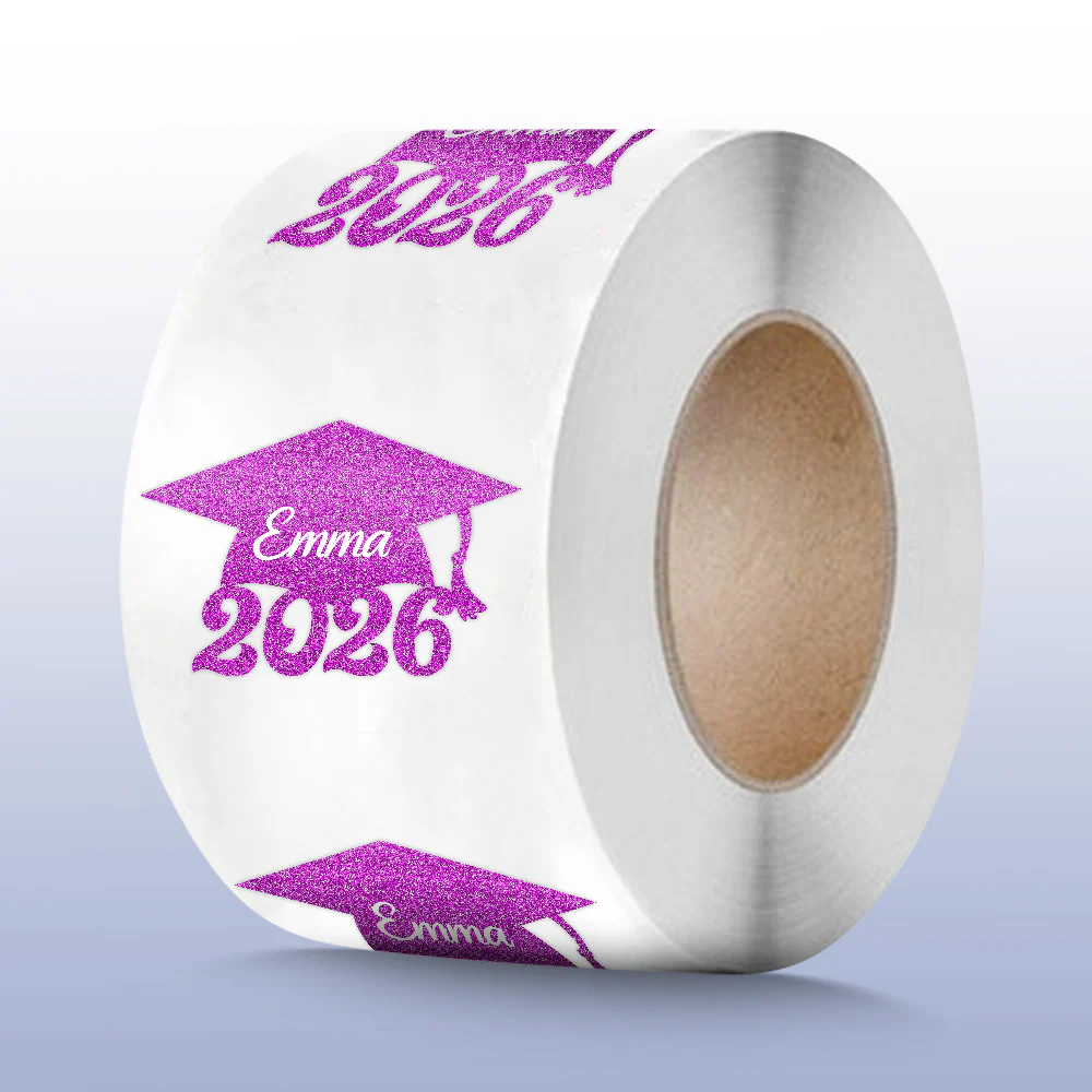 Personalized Name Class Of 2026 Glitter Hat Graduation Roll Sticker LM32 899353 - Image 2