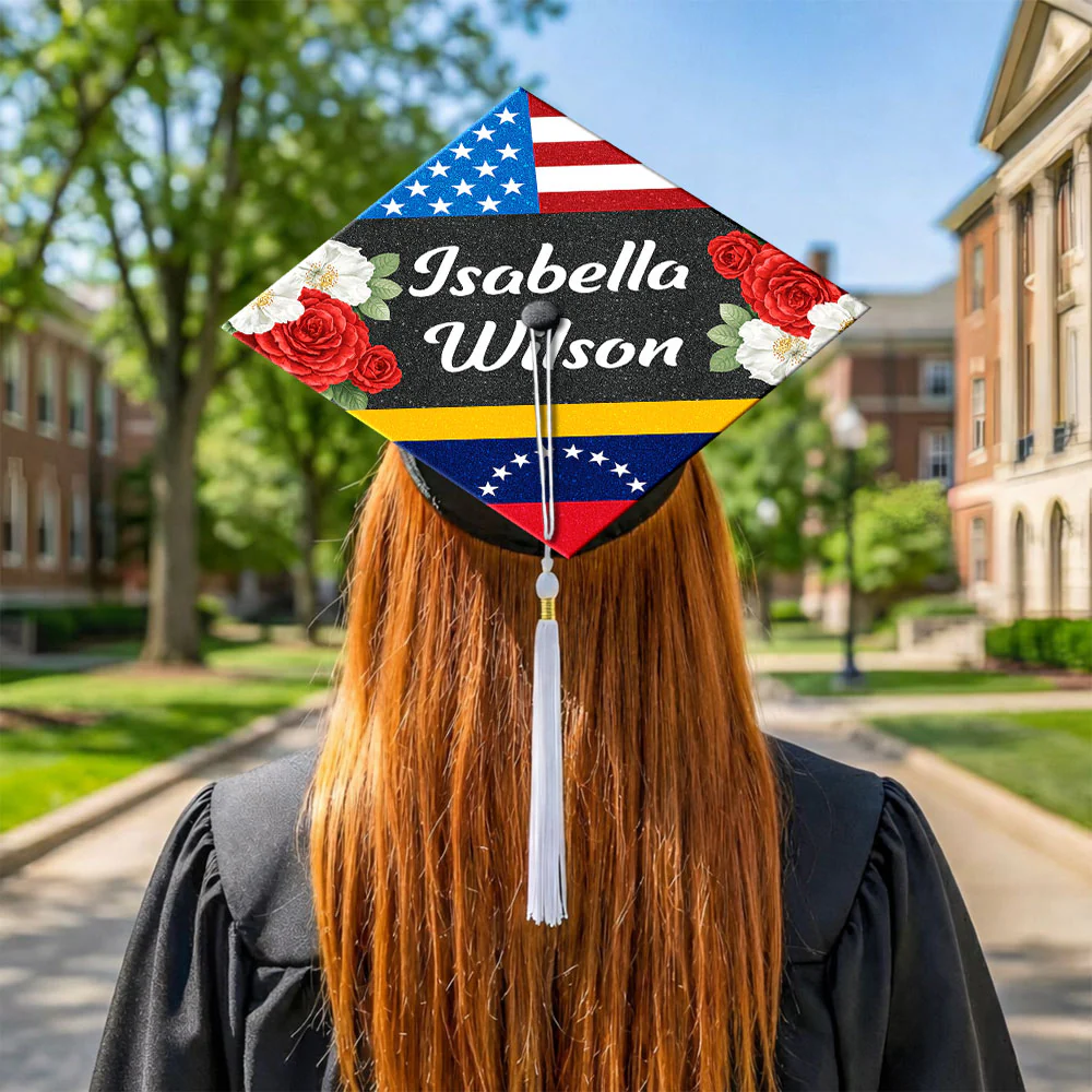 Personalized Name Congrats Graduation USA Flag Graduation Cap Topper LM32 899269 - Image 5