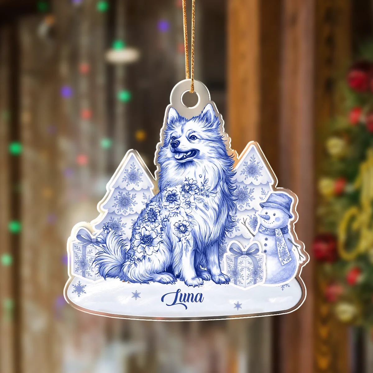 Personalized Name Dog Toile De Jouy Christmas Acrylic Ornament LM32 895045 - Image 5