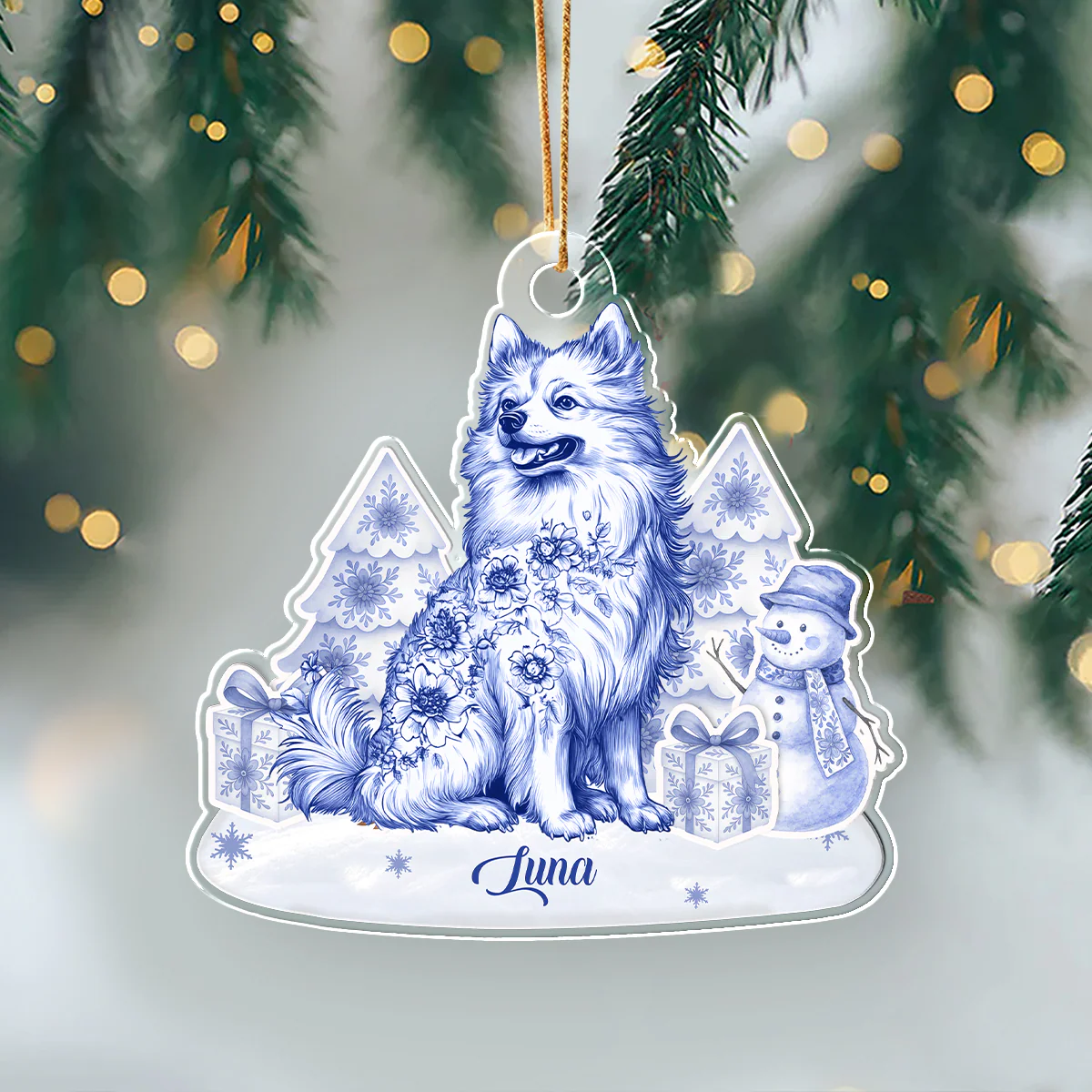 Personalized Name Dog Toile De Jouy Christmas Acrylic Ornament LM32 895045 - Image 7