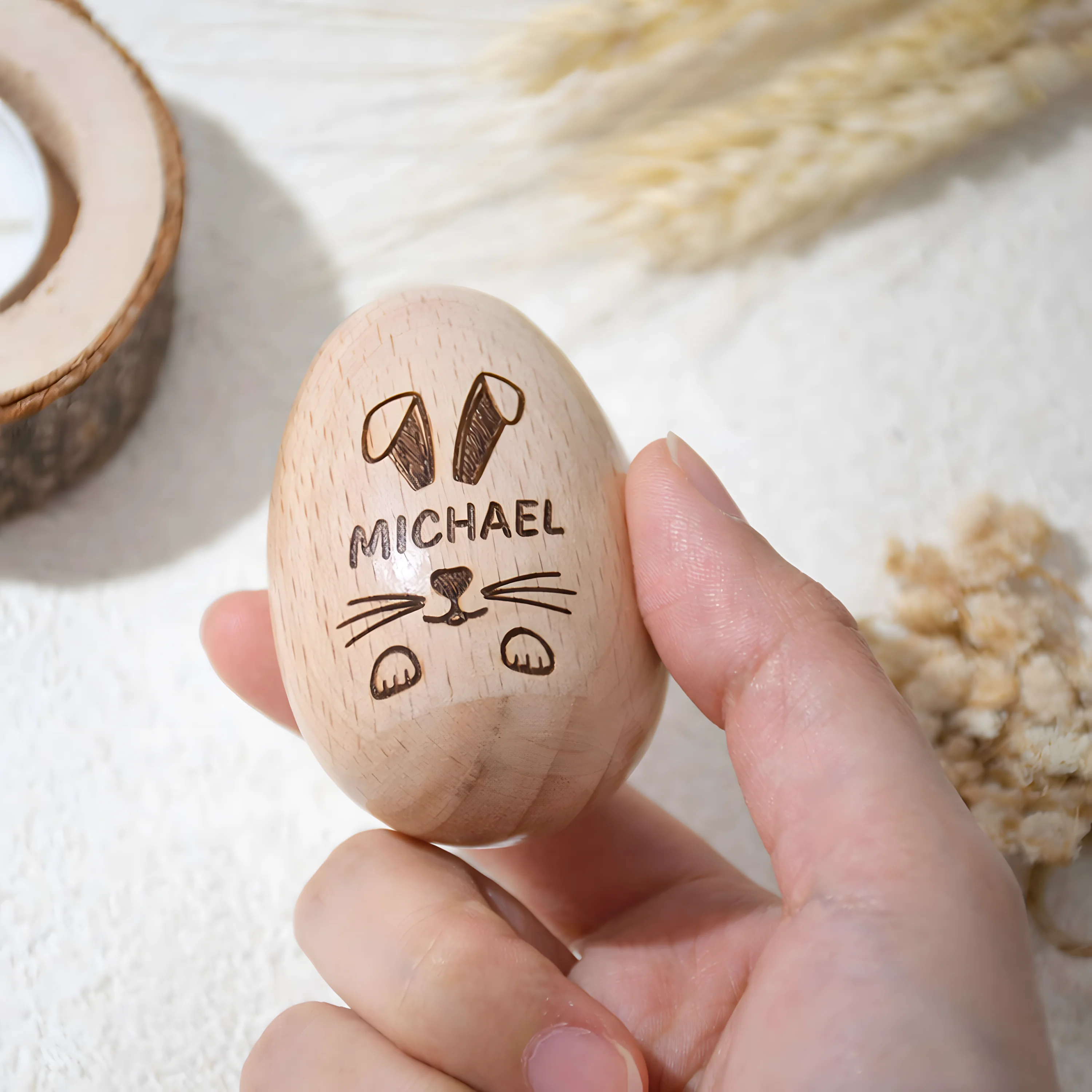 Personalized Name Easter Engraved Wooden Egg Shaker - Gift For Kids, Easter Gifts, Baby First Easter LM32 897777 - Image 3