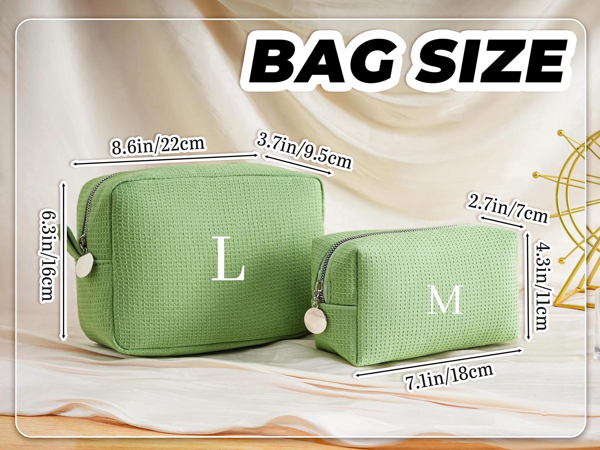 Personalized Name Embroidered Waffle Cosmetic Bag - Gift For Mom, Girlfriend, Women, Bridesmaid Gift LM32 899547 - Image 5