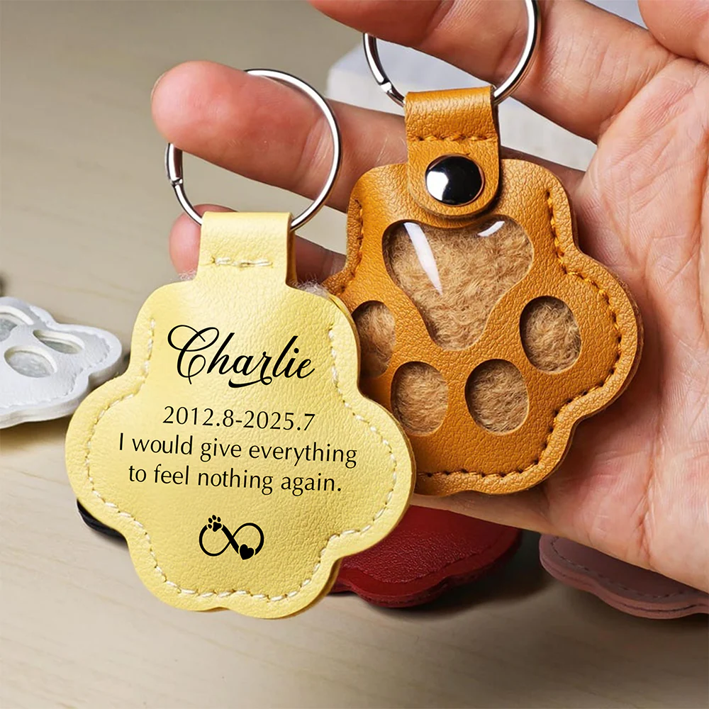 Custom Dog Name I Would Give Everything Memorial Leather Paw Keychain LM32 895729 - Image 2