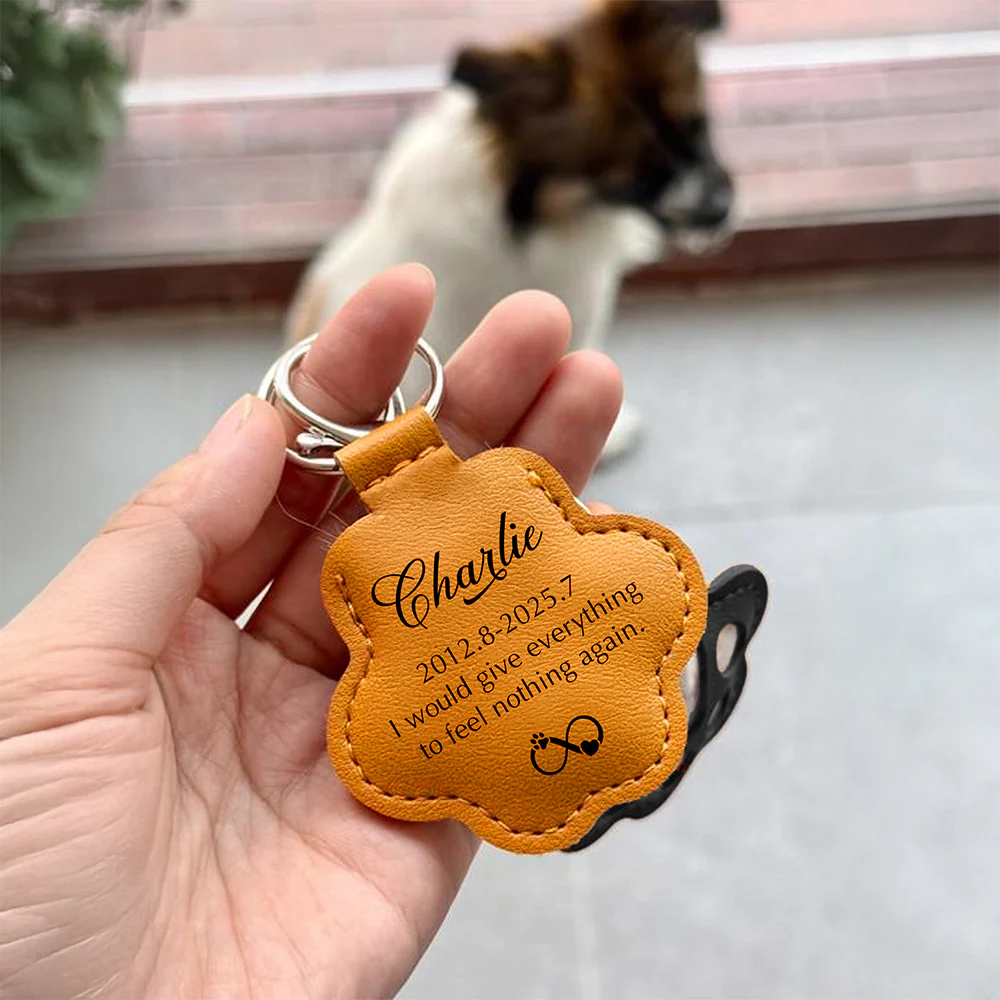 Custom Dog Name I Would Give Everything Memorial Leather Paw Keychain LM32 895729 - Image 3